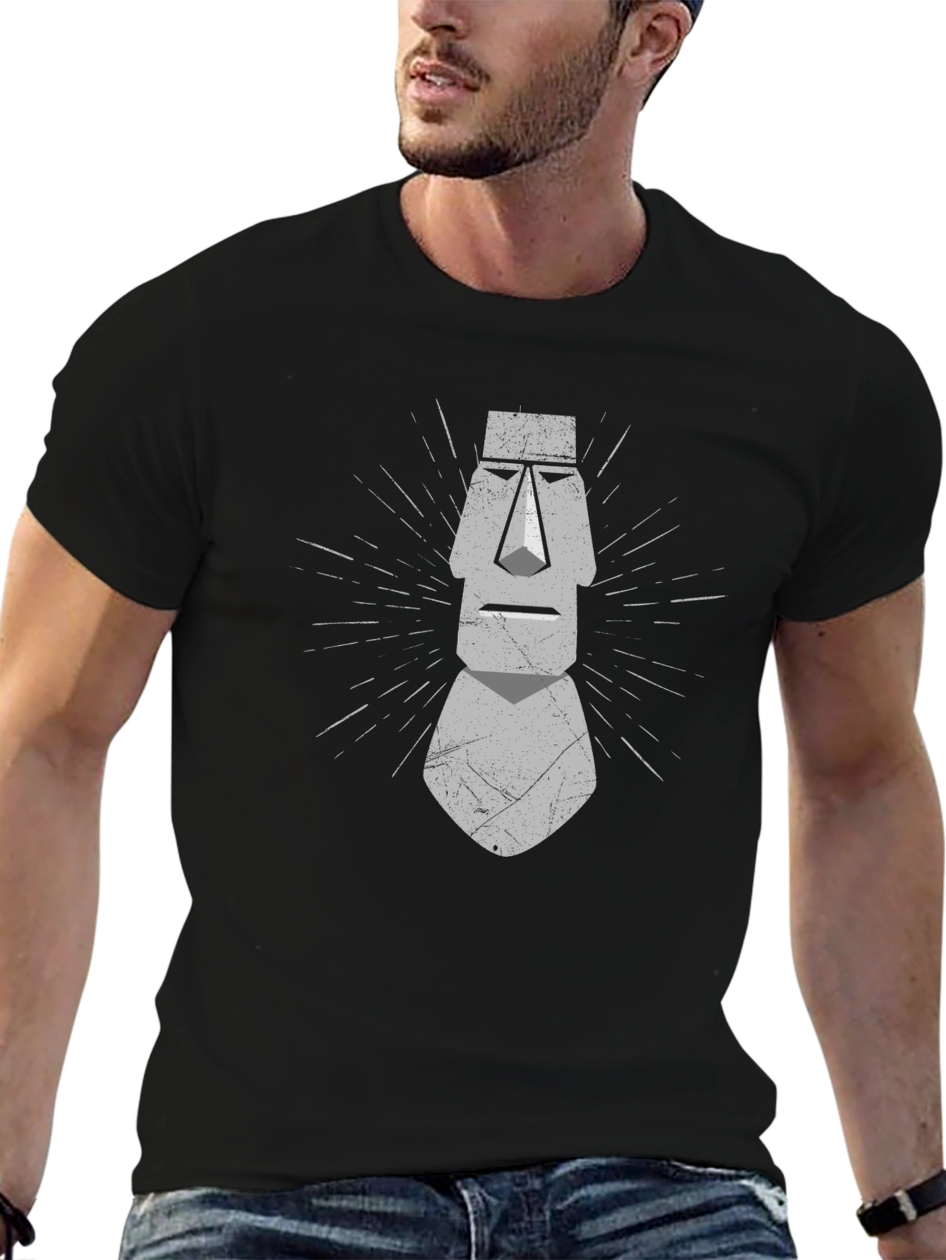 Moai Head Graphic Tee - Black T-Shirt