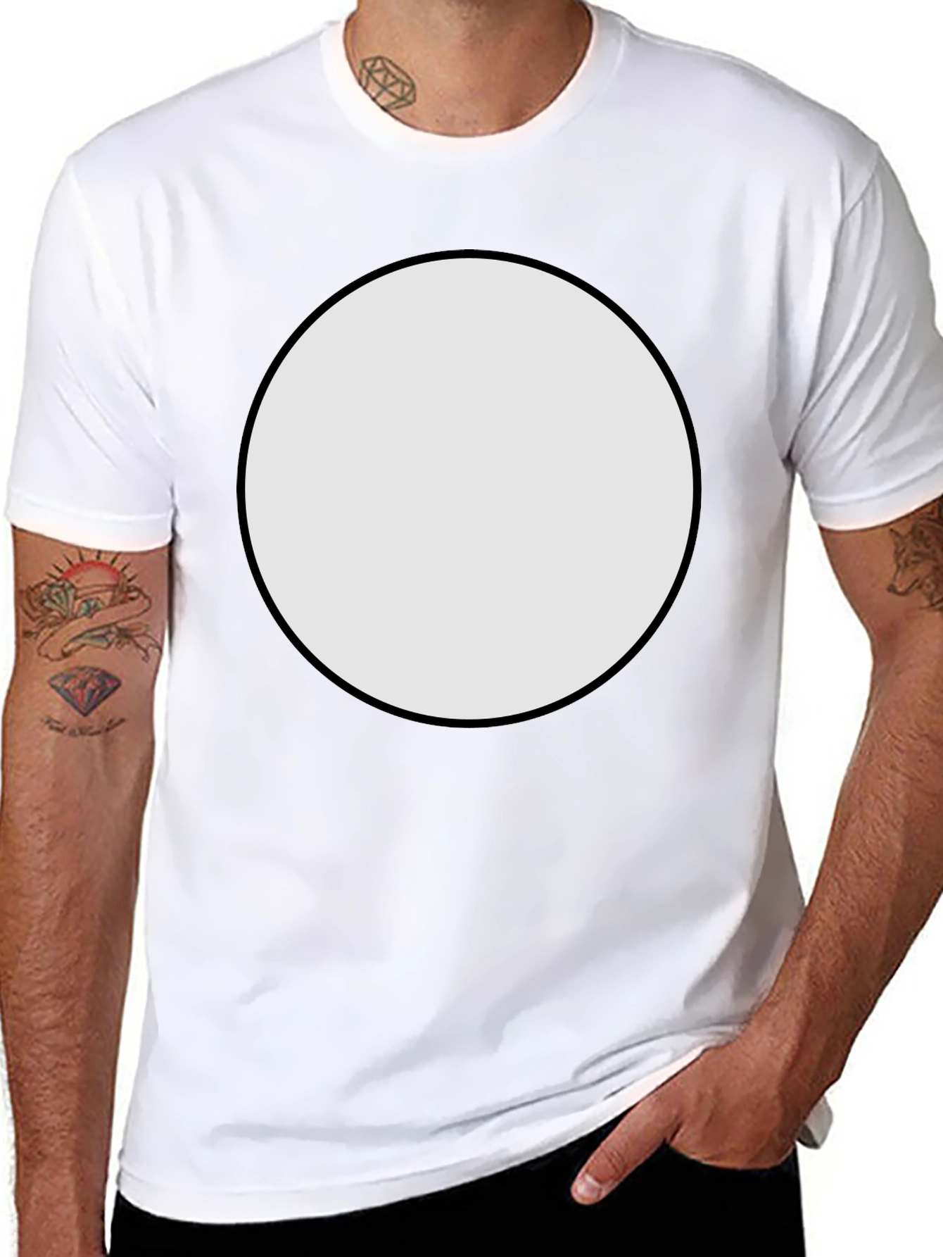 Black Crew Neck T-Shirt with Customizable Round Patch