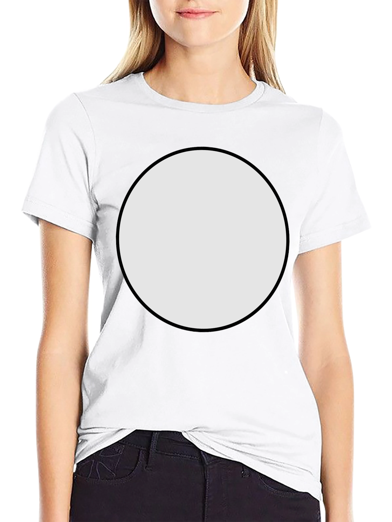 Black Crew Neck T-Shirt with Customizable Round Patch