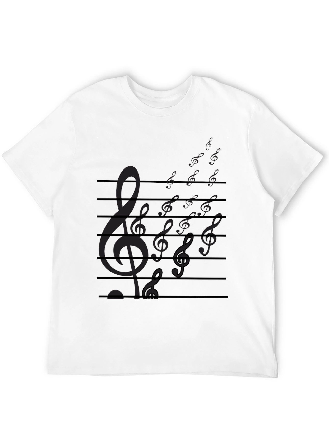 Musical Note Staff Mens Black T-Shirt