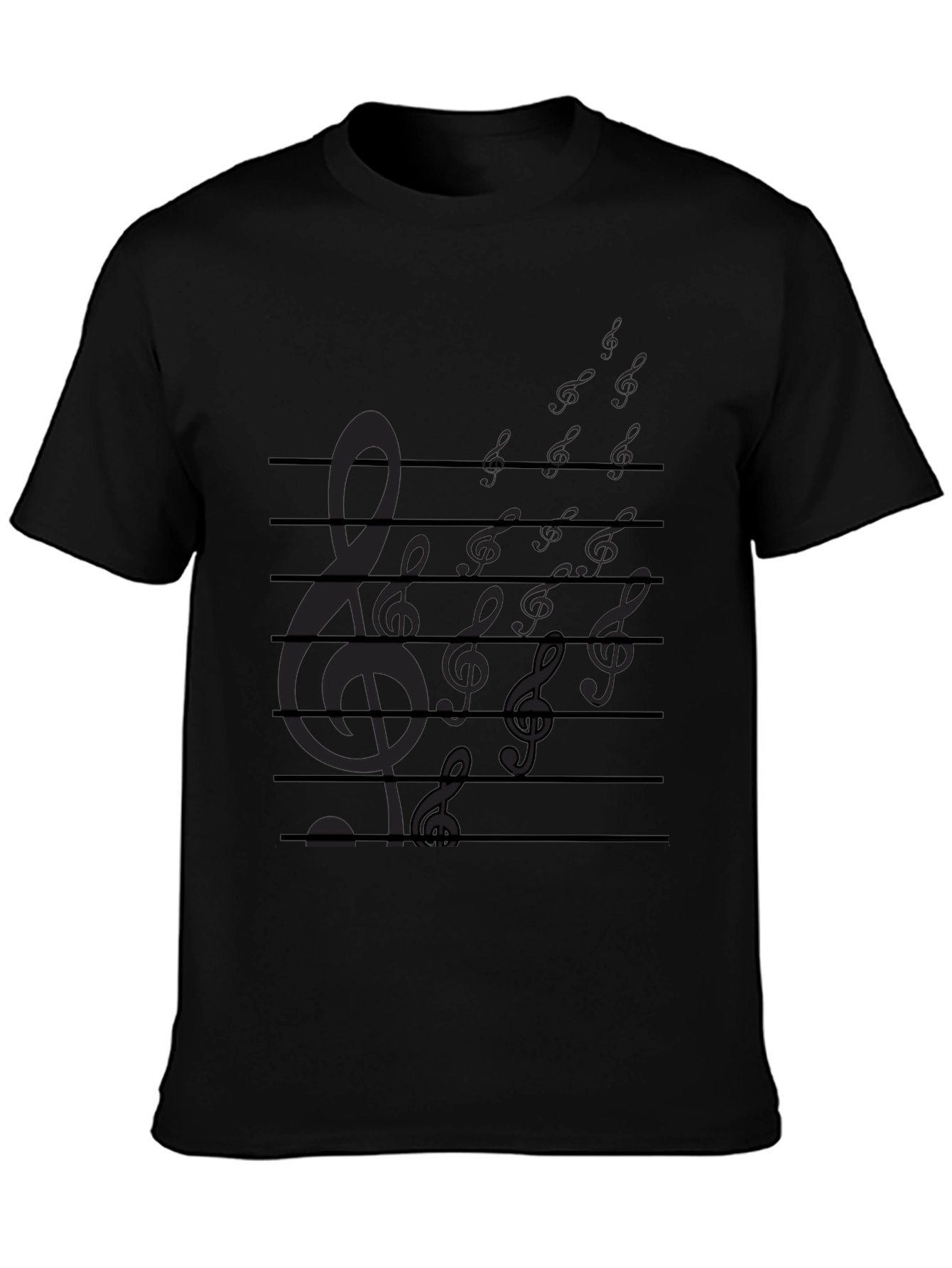 Musical Note Staff Mens Black T-Shirt