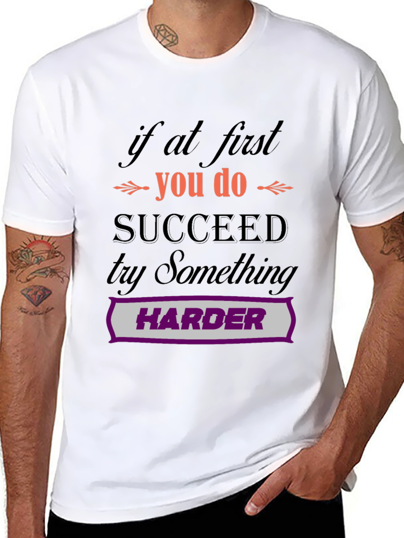Motivational Try Harder Graphic T-Shirt