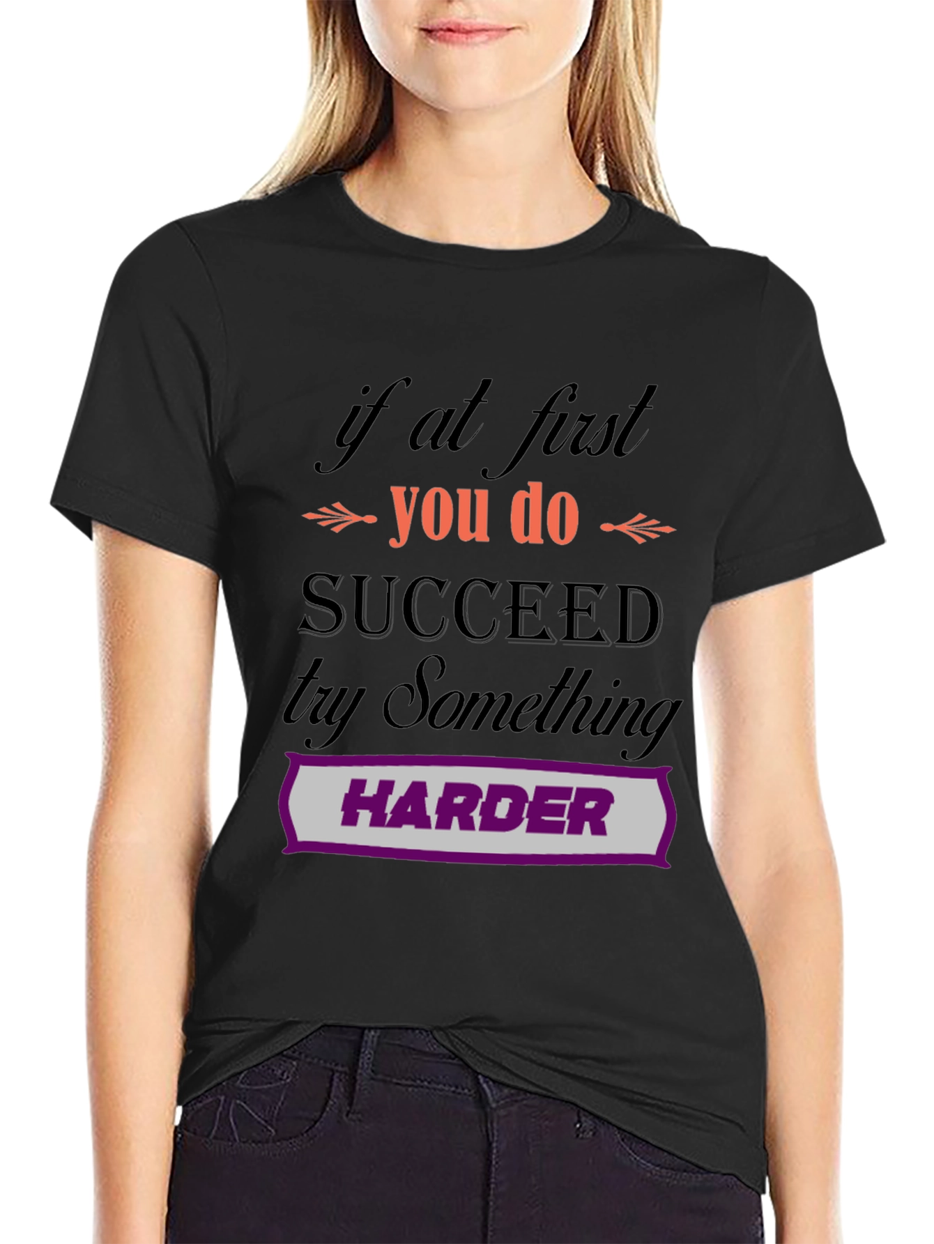 Motivational Try Harder Graphic T-Shirt