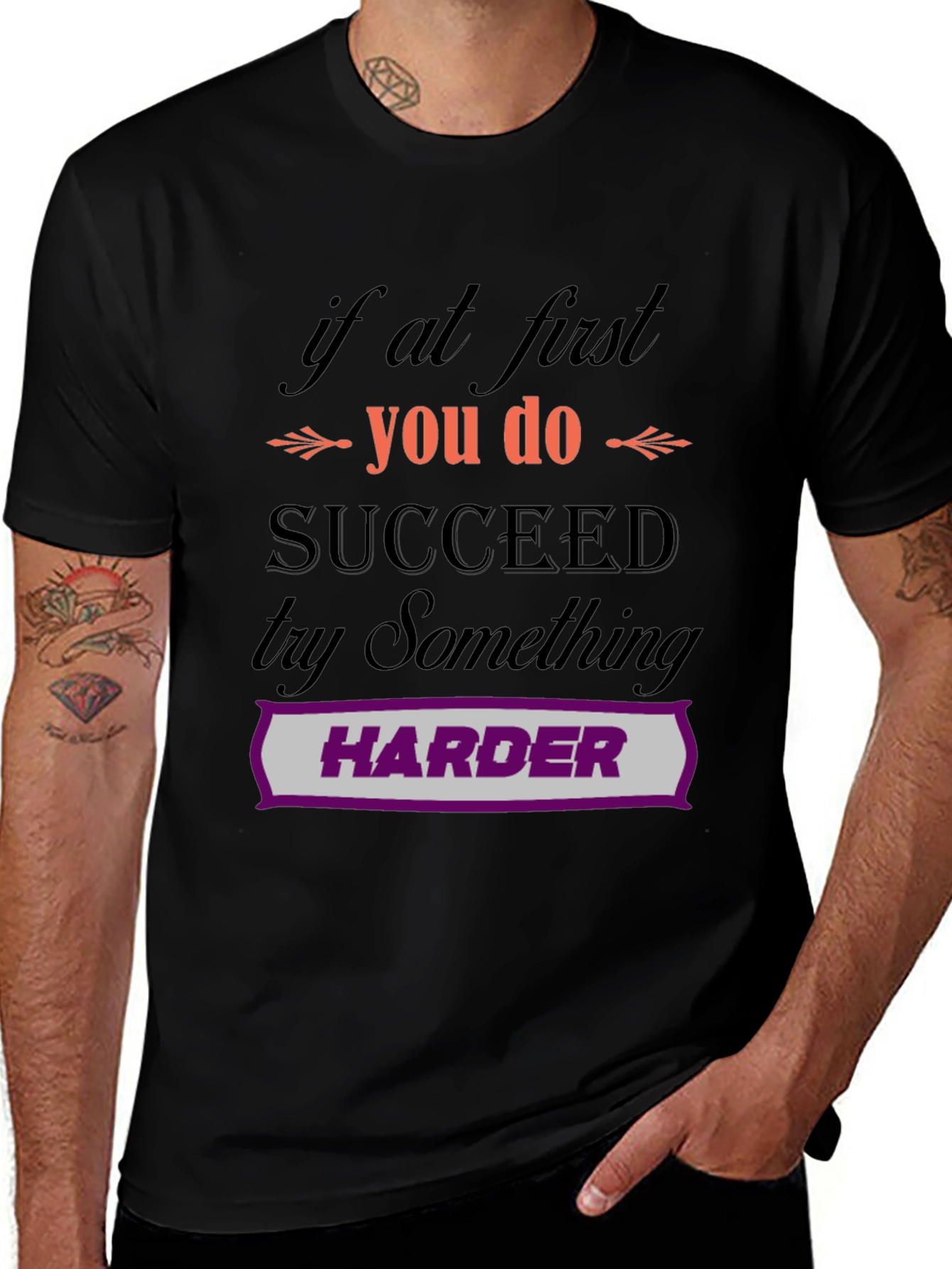 Motivational Try Harder Graphic T-Shirt