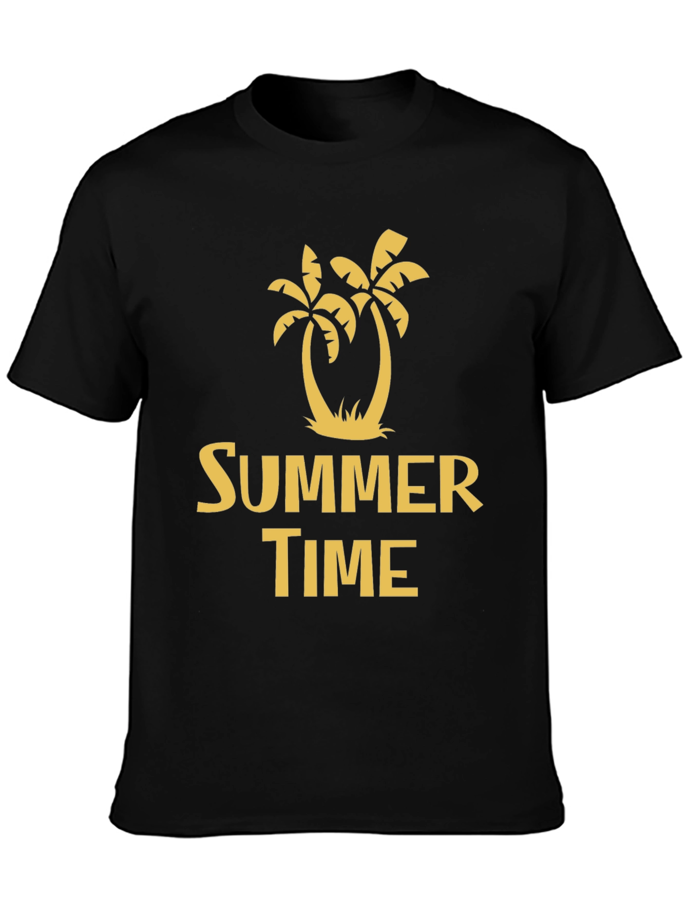 Summer Time Palm Tree Graphic Tee - Black