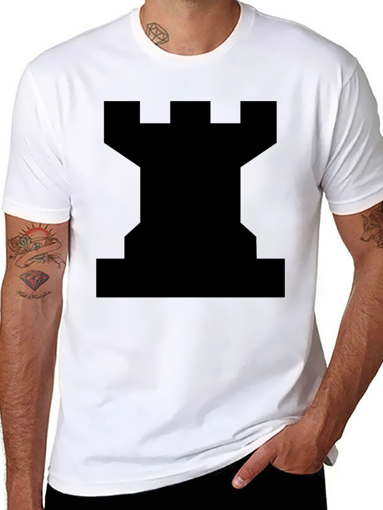 Chess Rook Graphic Tee - Black Cotton T-Shirt