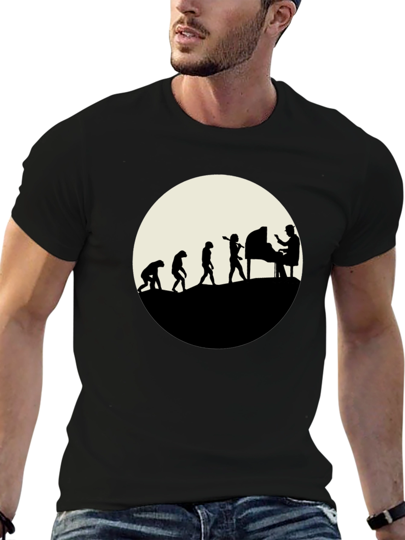 Evolution of Piano Player T-Shirt - Black