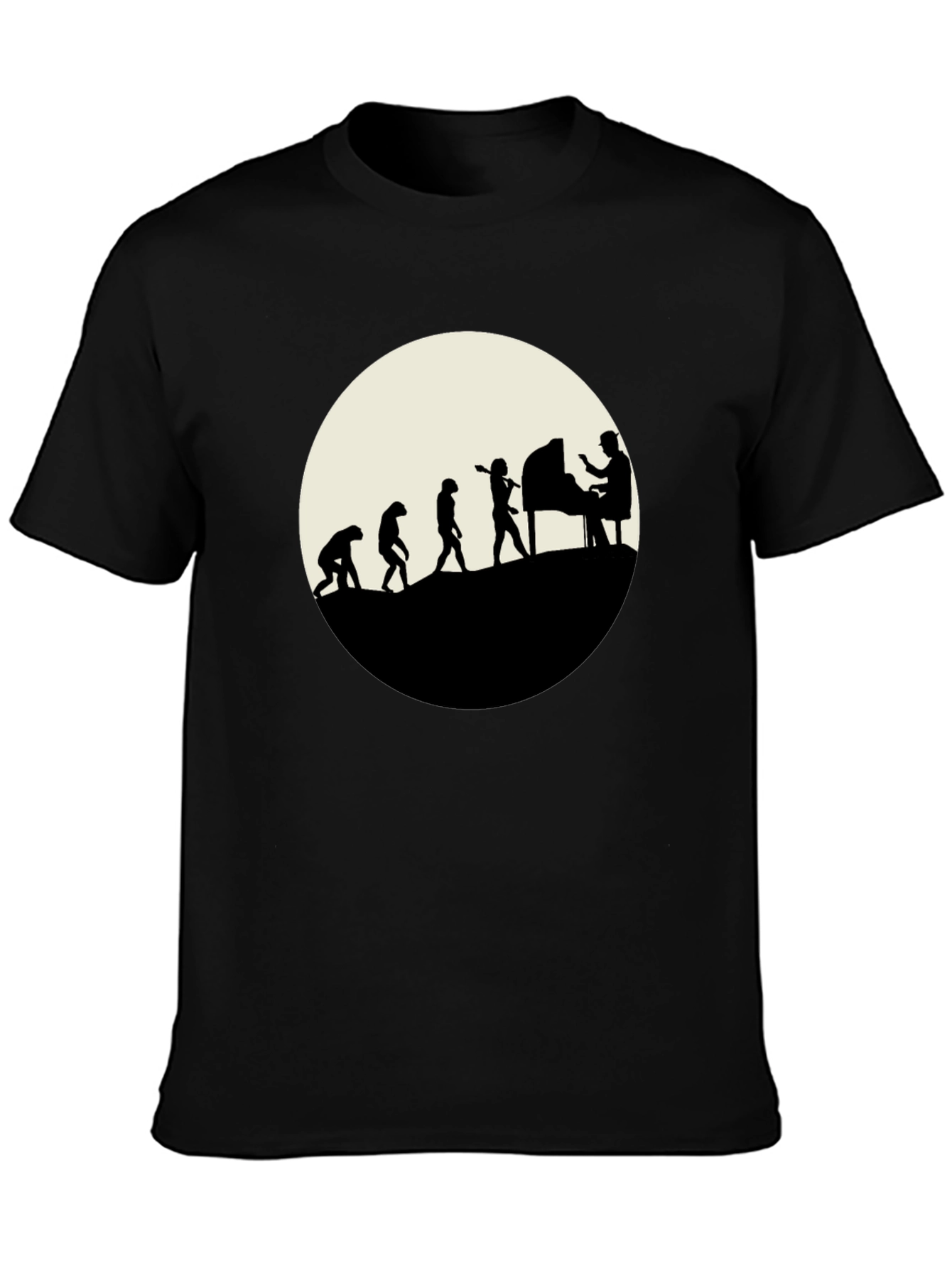 Evolution of Piano Player T-Shirt - Black