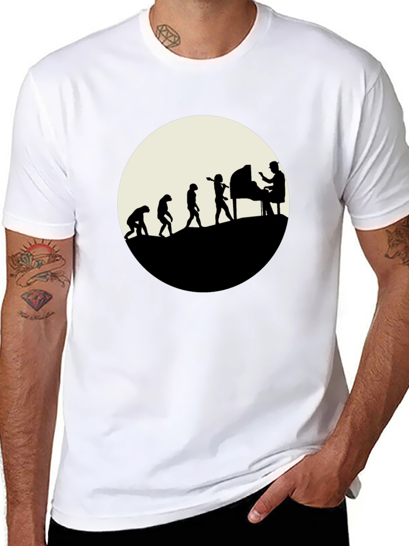 Evolution of Piano Player T-Shirt - Black