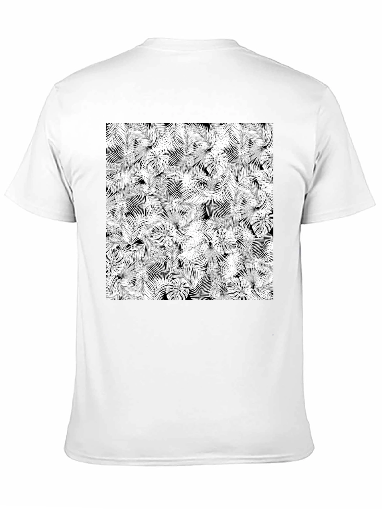 Tropical Leaf Print Black T-Shirt