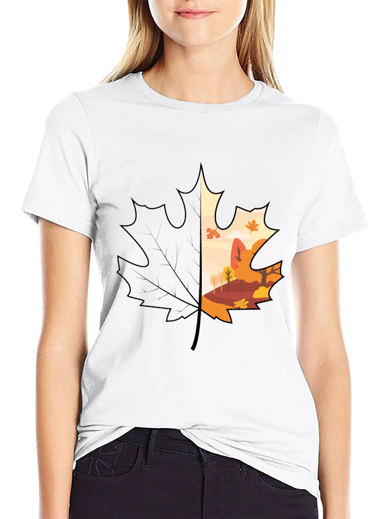 Autumn Leaf Graphic T-Shirt - Nature Inspired Design