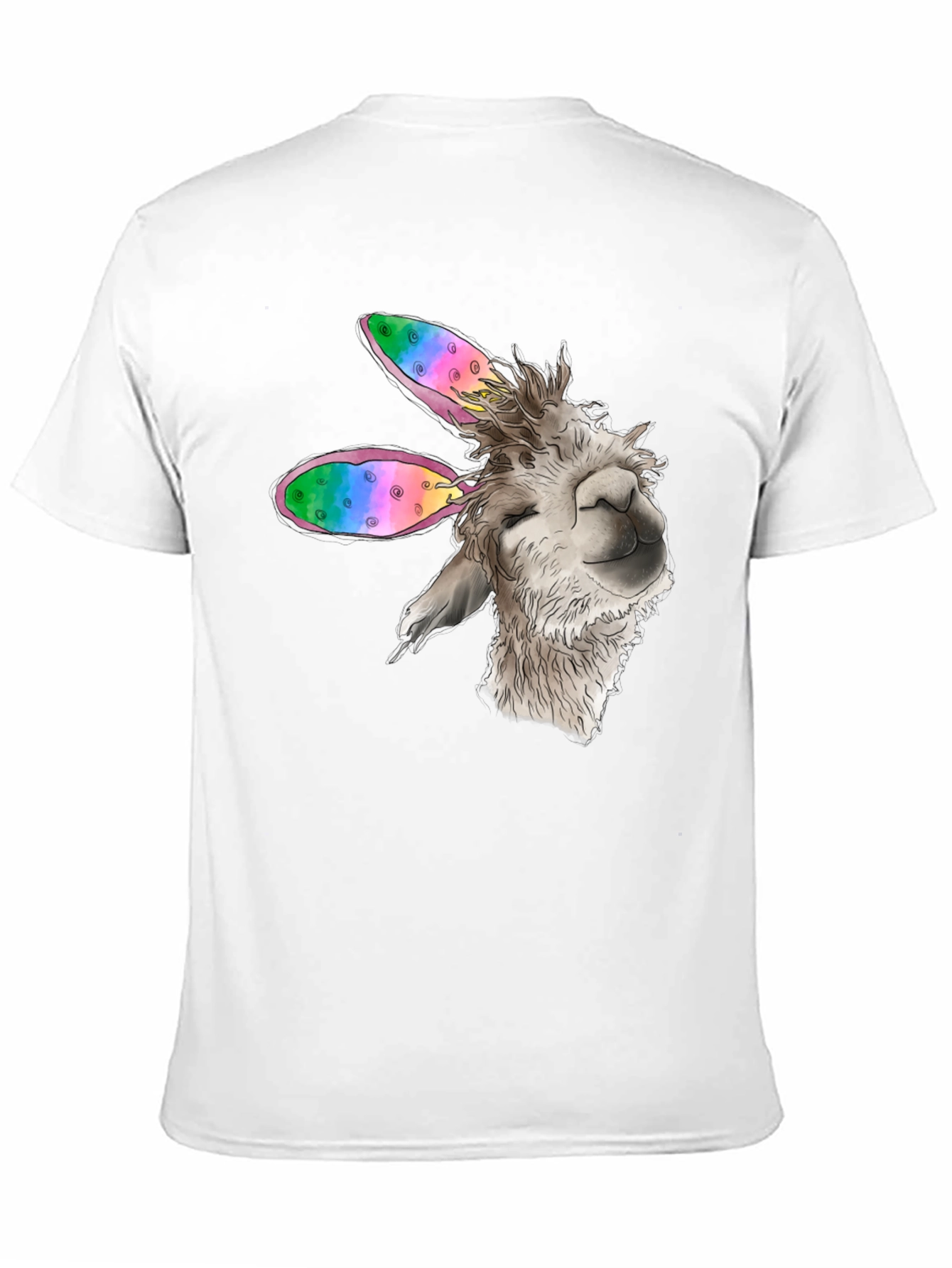 Llama Bunny Ears Easter Black T-Shirt