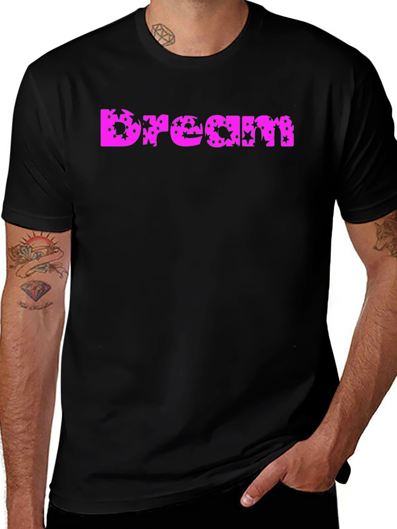 Dream Star Print T-Shirt - Black
