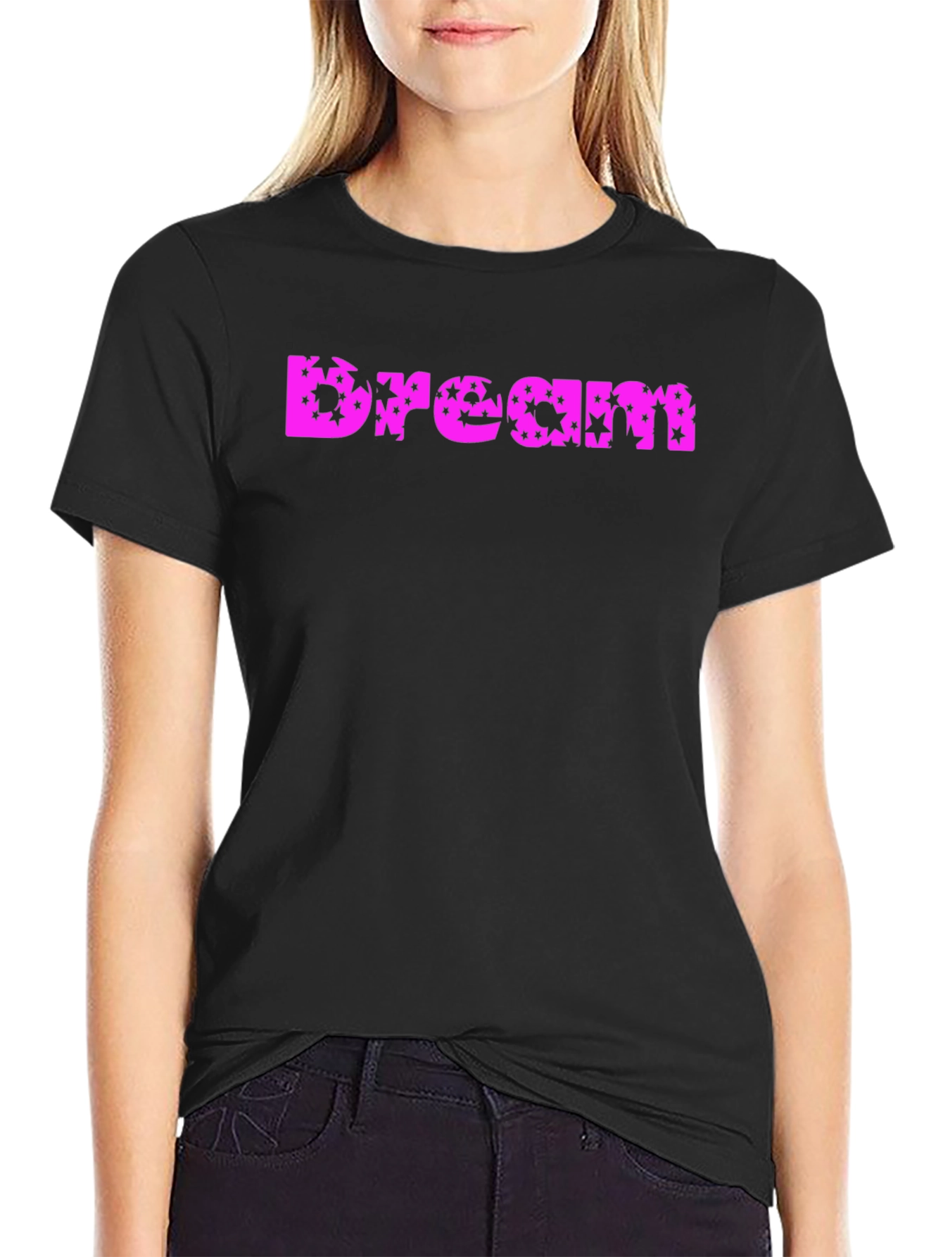 Dream Star Print T-Shirt - Black