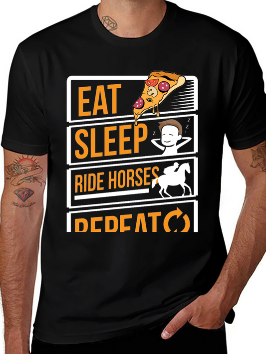 Eat Sleep Ride Horses Repeat Graphic Tee