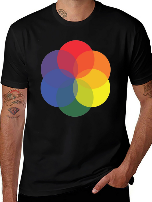 Abstract Circle Graphic Tee - Black Cotton Blend
