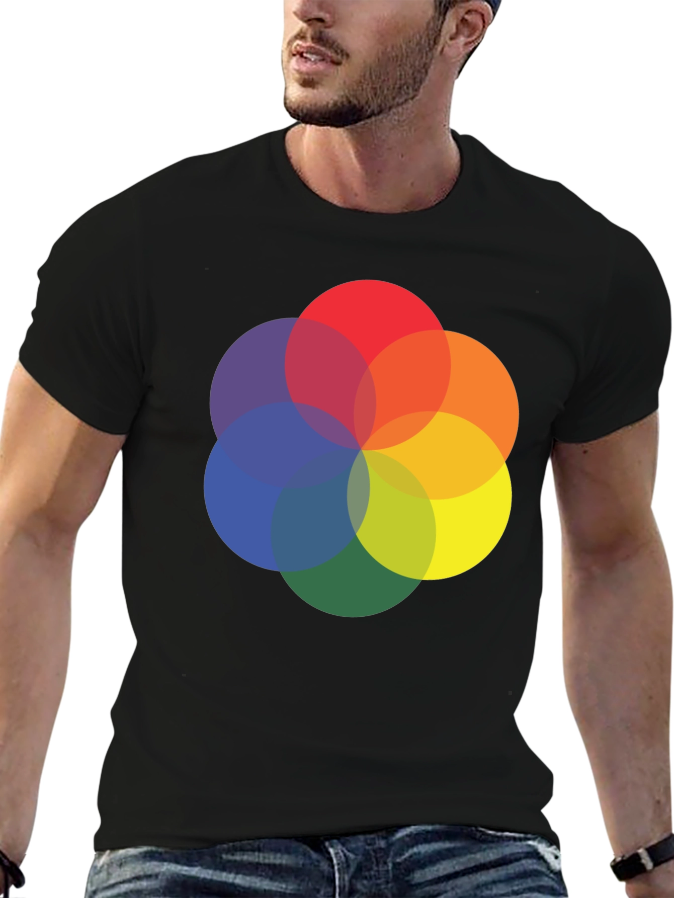 Abstract Circle Graphic Tee - Black Cotton Blend