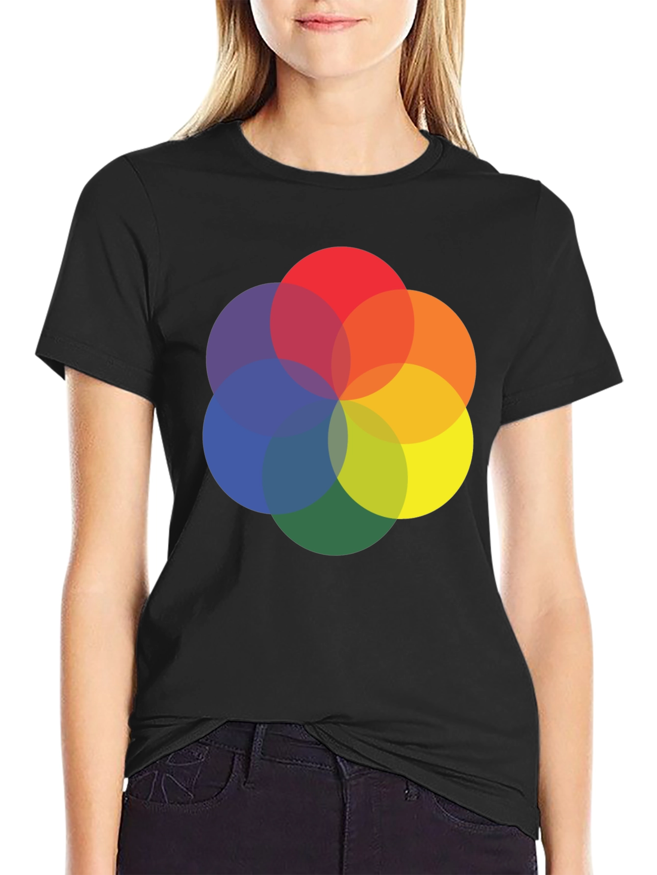 Abstract Circle Graphic Tee - Black Cotton Blend