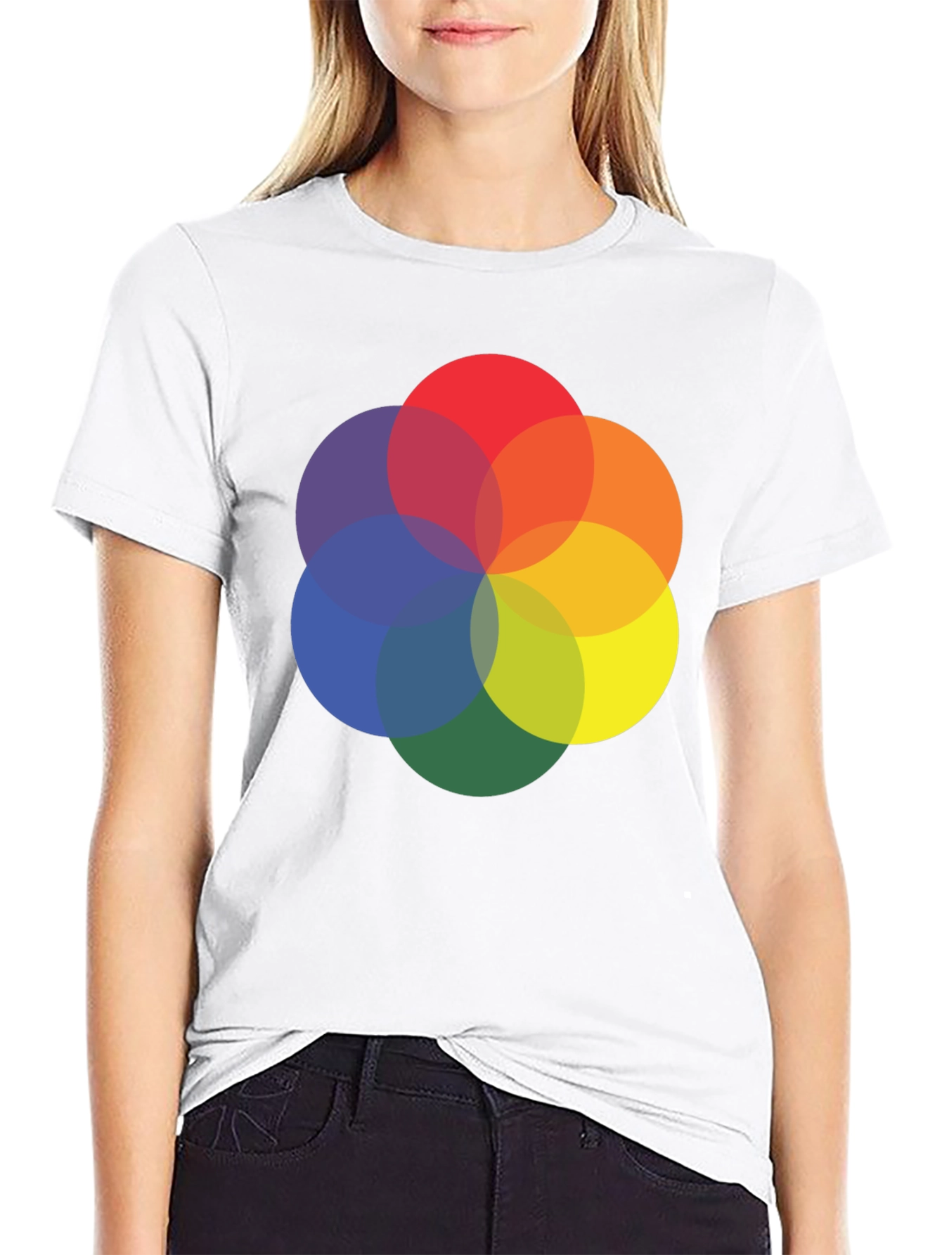 Abstract Circle Graphic Tee - Black Cotton Blend