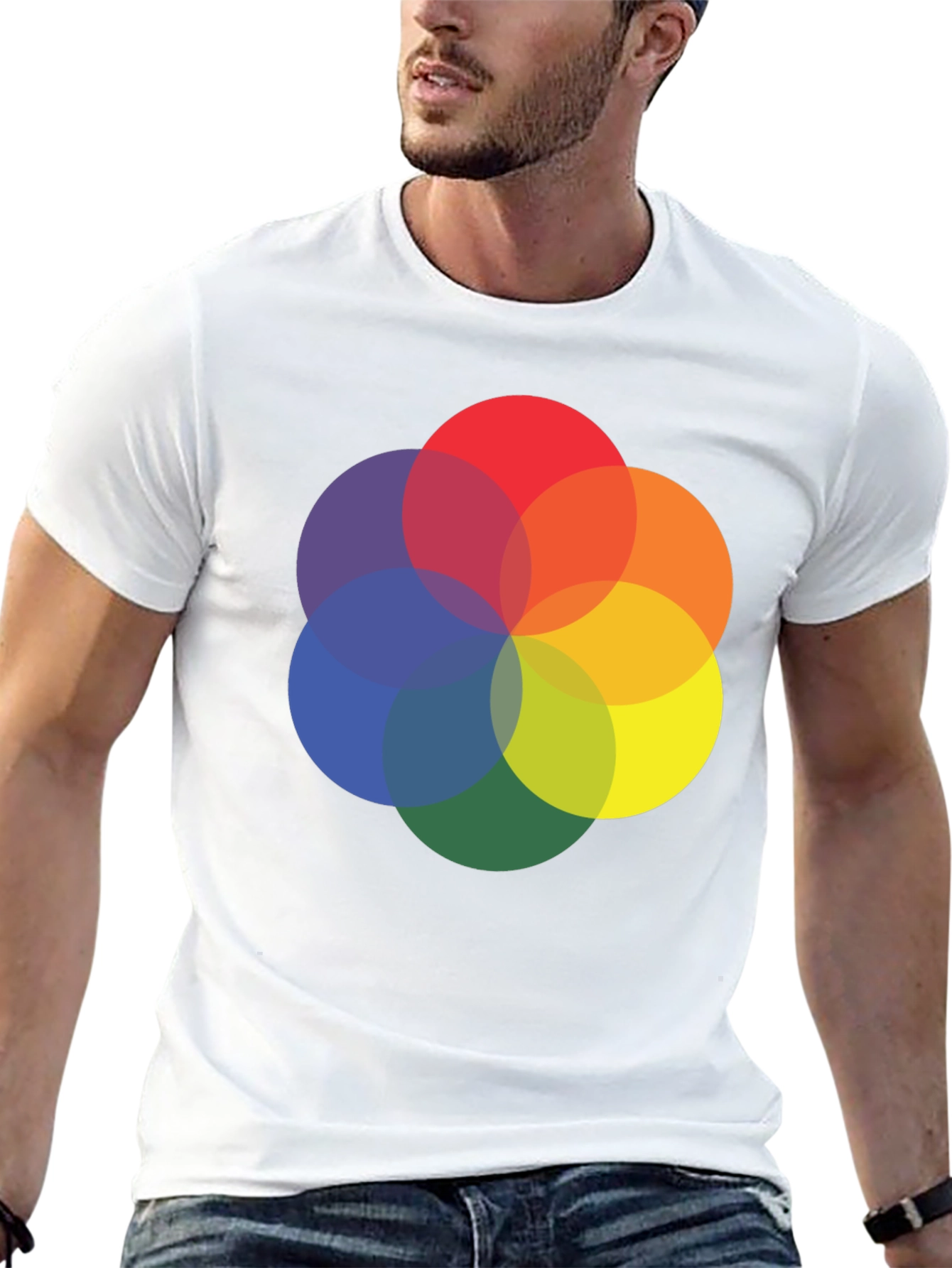Abstract Circle Graphic Tee - Black Cotton Blend