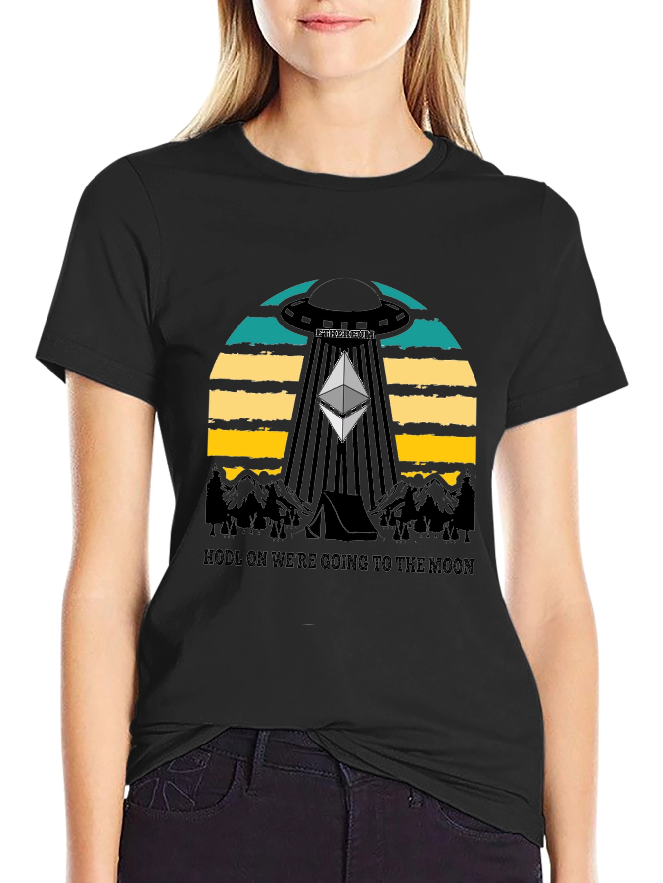 Ethereum to the Moon Black T-Shirt