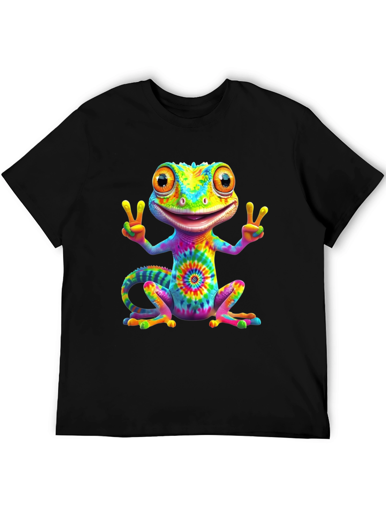 Tie-Dye Gecko Peace Sign T-Shirt