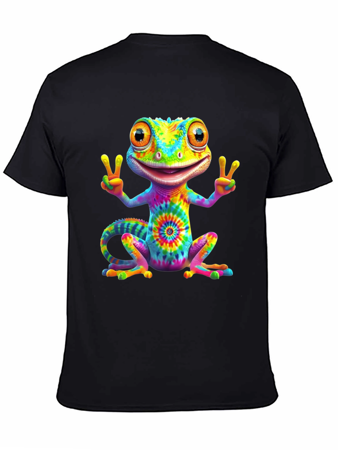 Tie-Dye Gecko Peace Sign T-Shirt