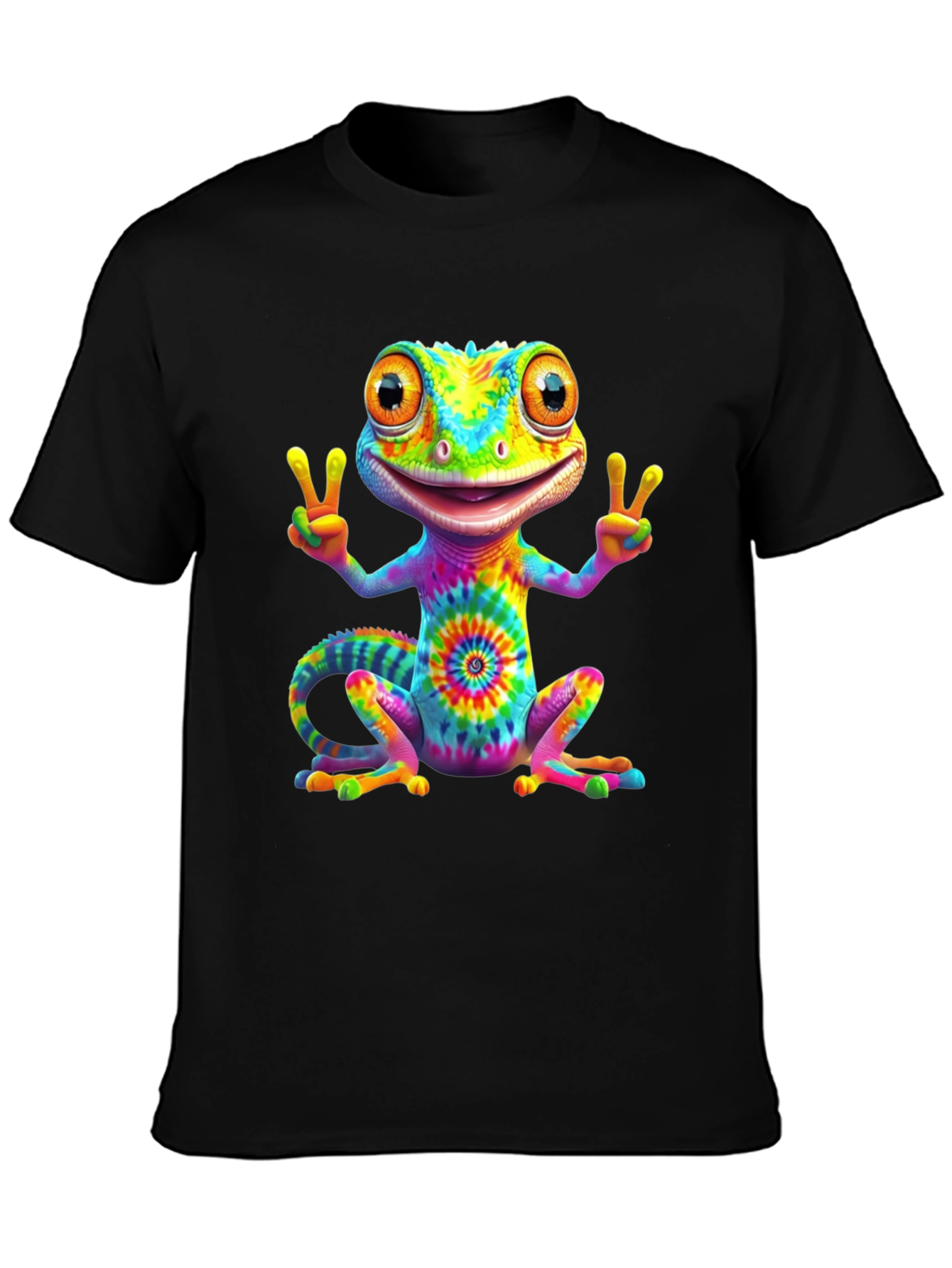 Tie-Dye Gecko Peace Sign T-Shirt