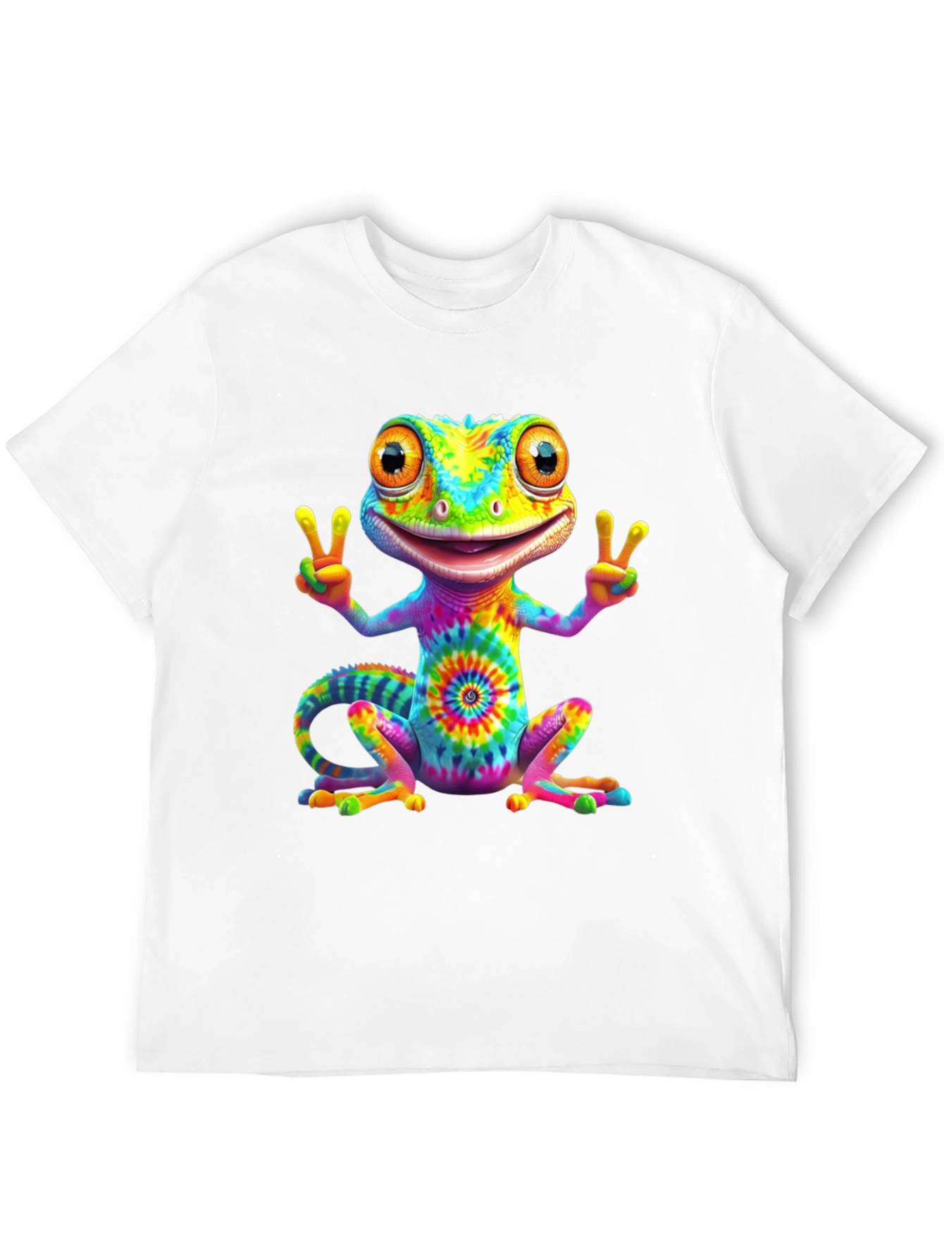 Tie-Dye Gecko Peace Sign T-Shirt