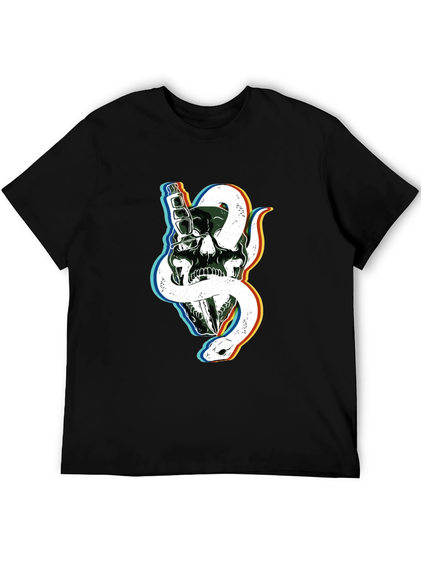 Skull & Snake Graphic Tee - Edgy Black T-Shirt