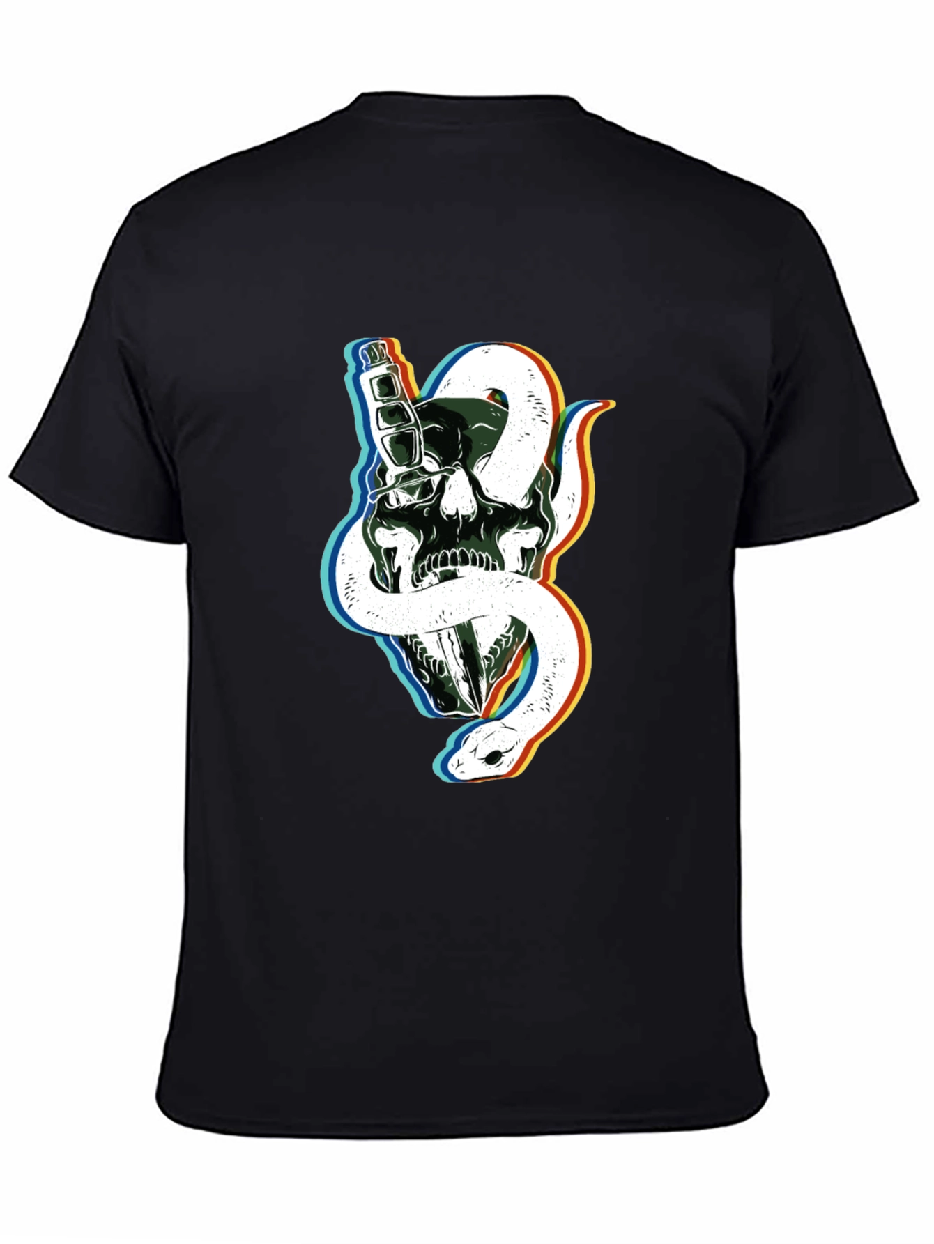 Skull & Snake Graphic Tee - Edgy Black T-Shirt