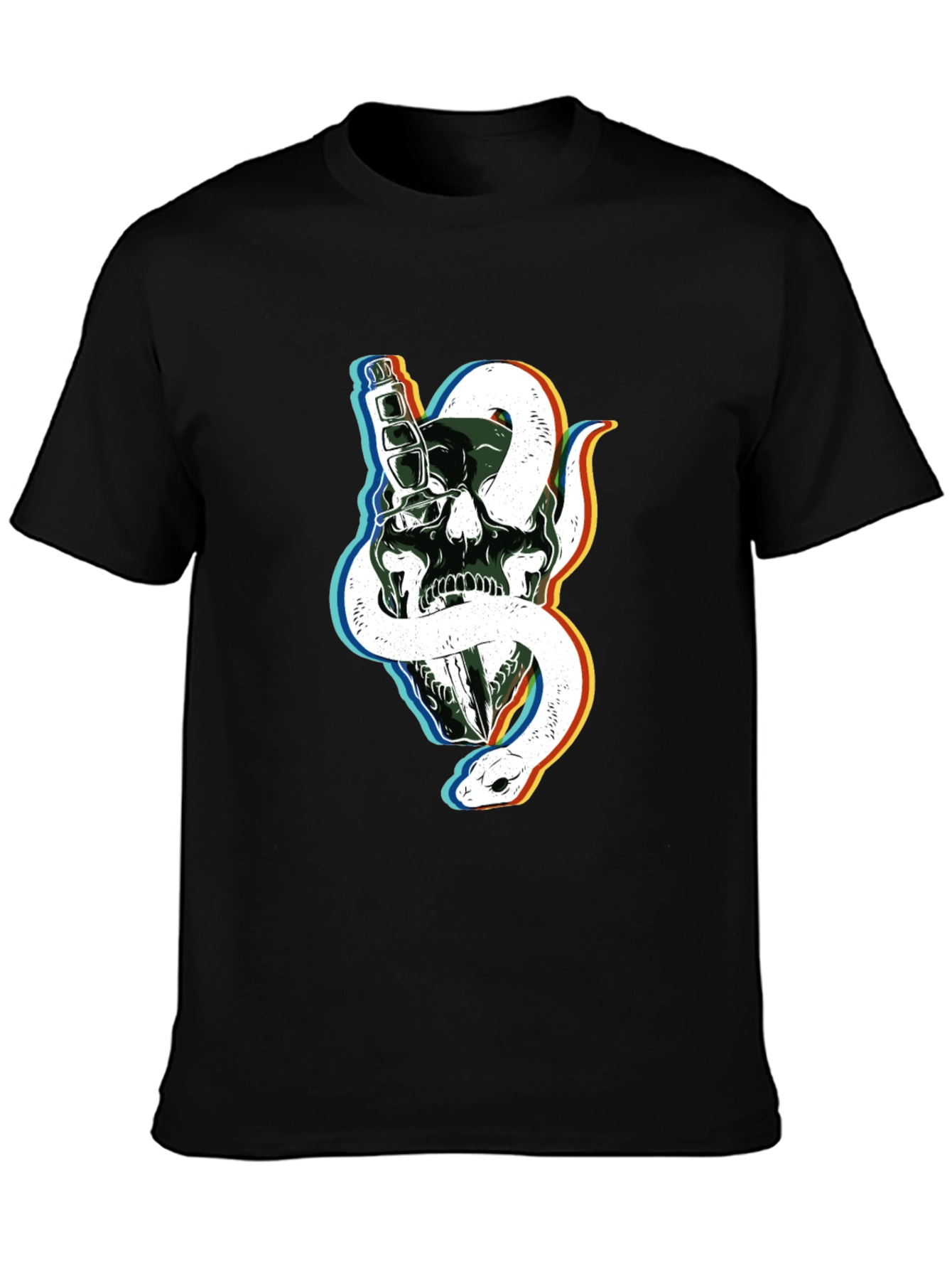 Skull & Snake Graphic Tee - Edgy Black T-Shirt