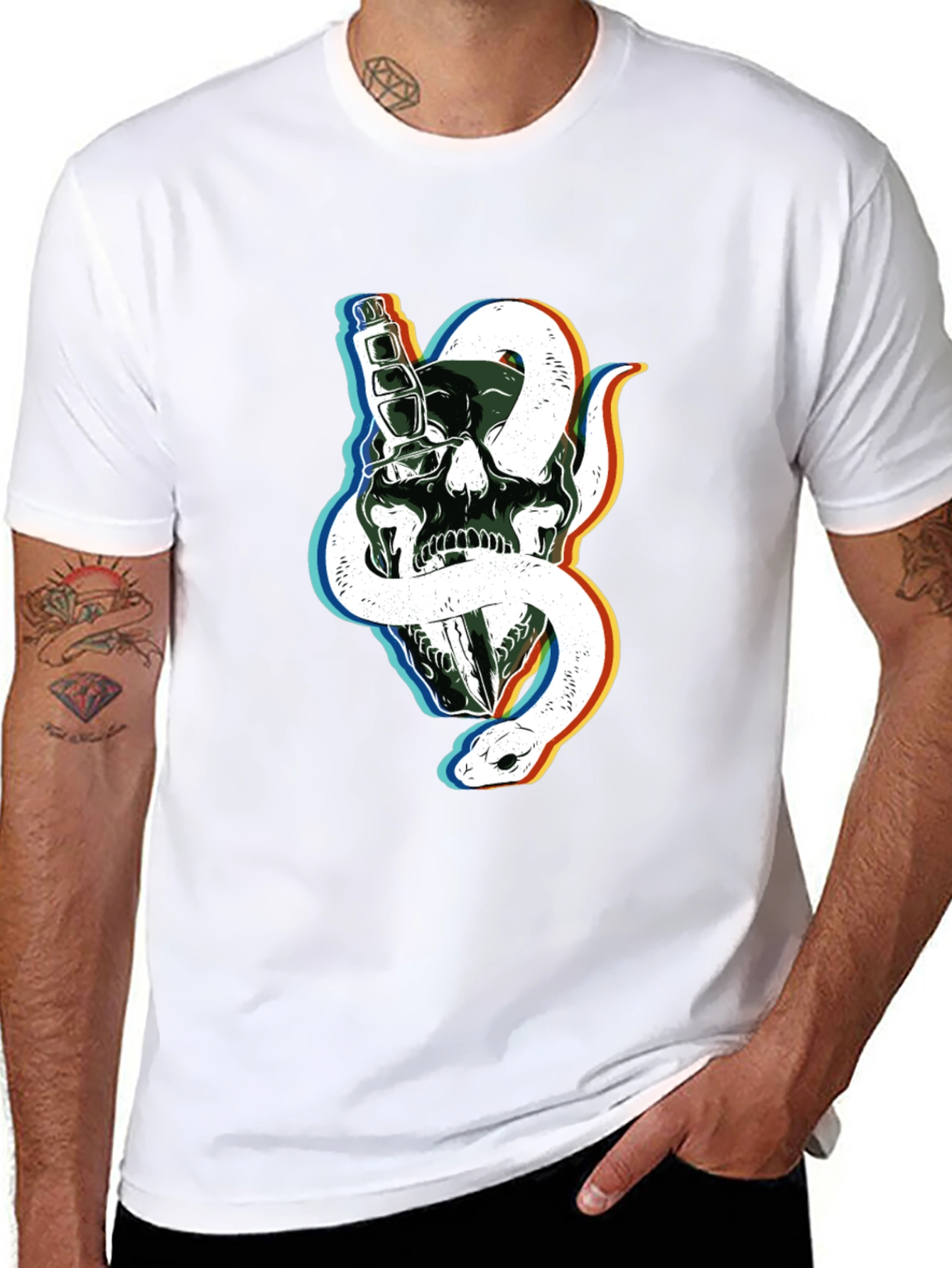 Skull & Snake Graphic Tee - Edgy Black T-Shirt