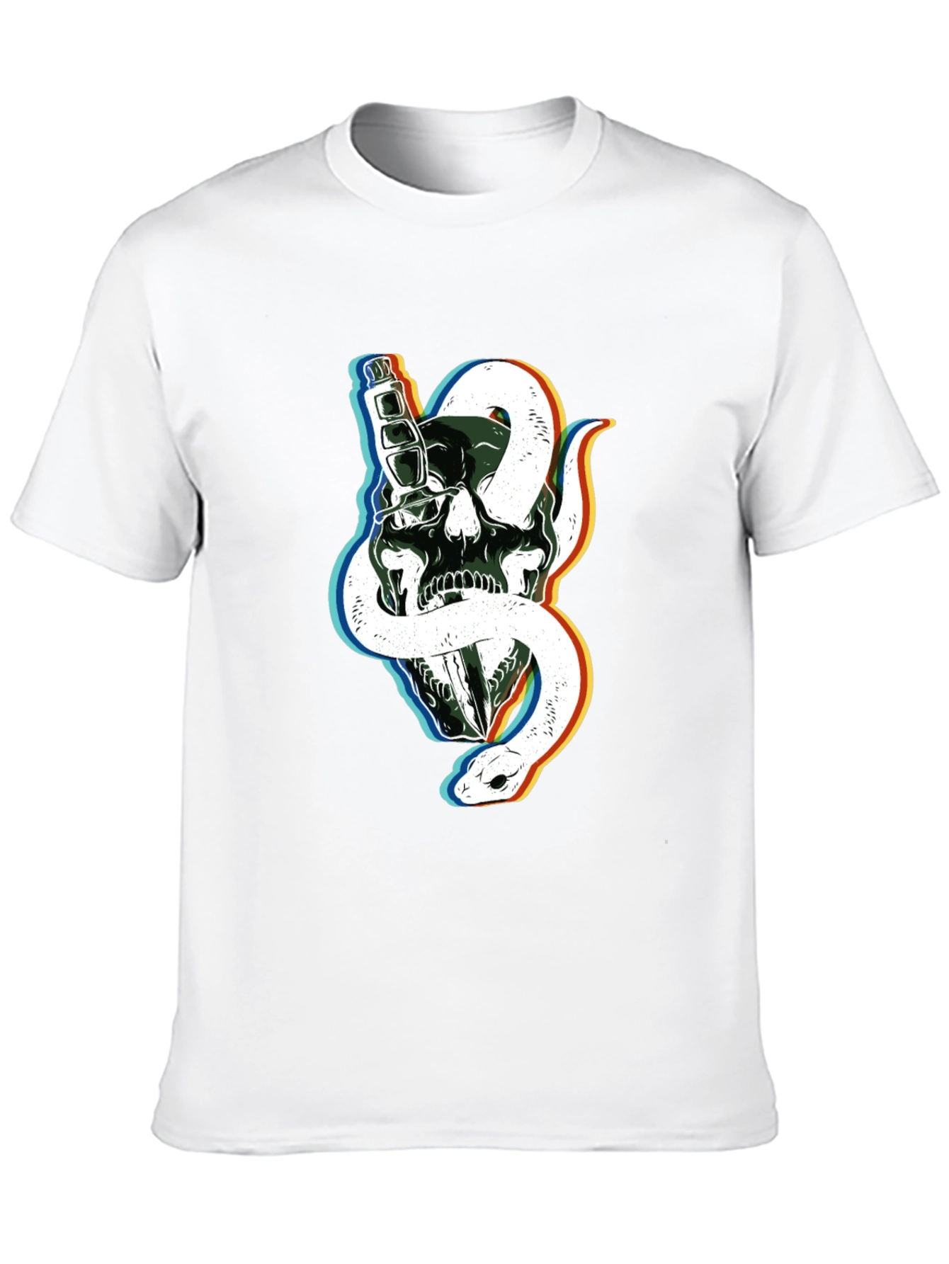Skull & Snake Graphic Tee - Edgy Black T-Shirt