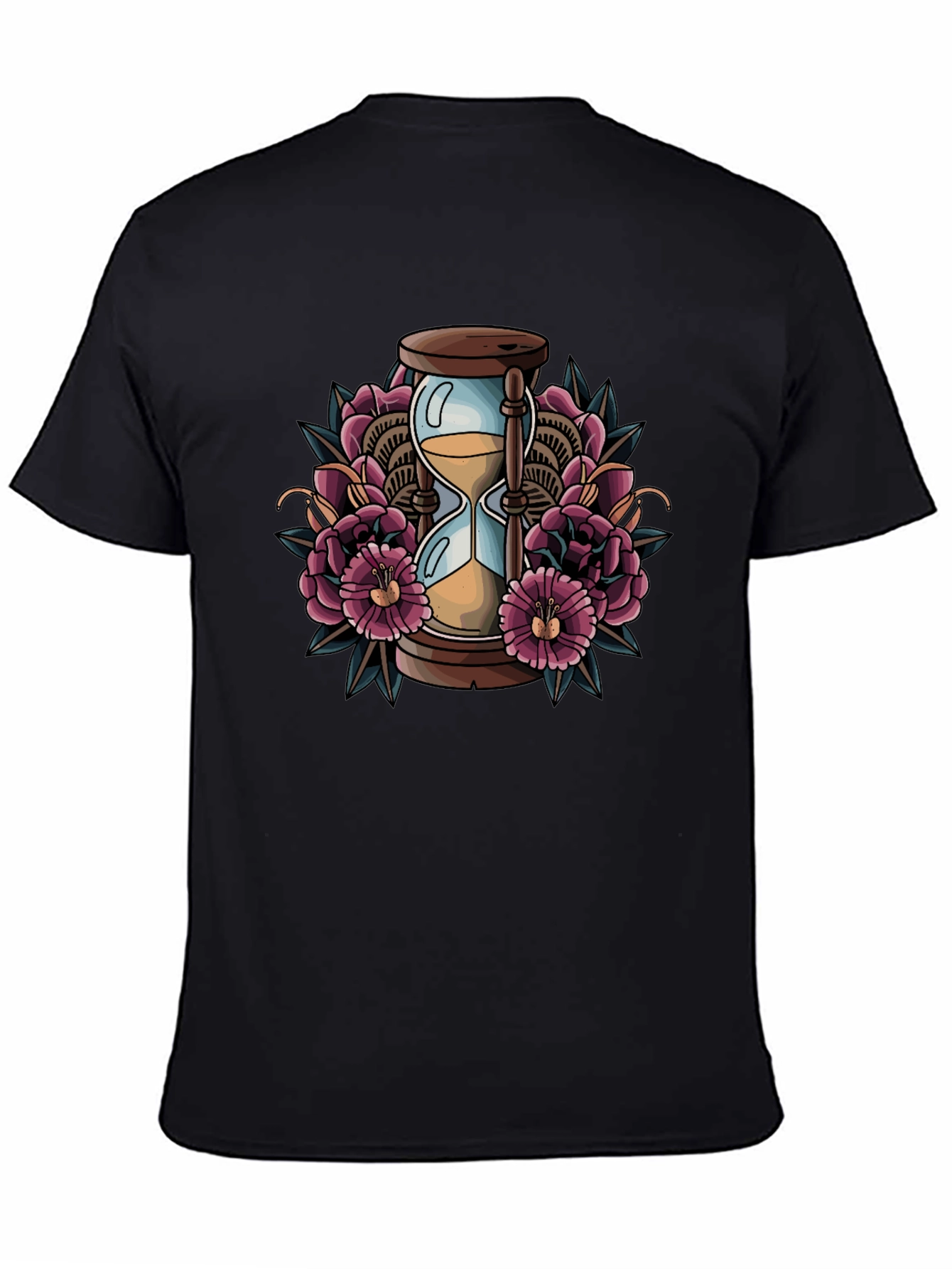 Hourglass Floral Graphic Tee - Black