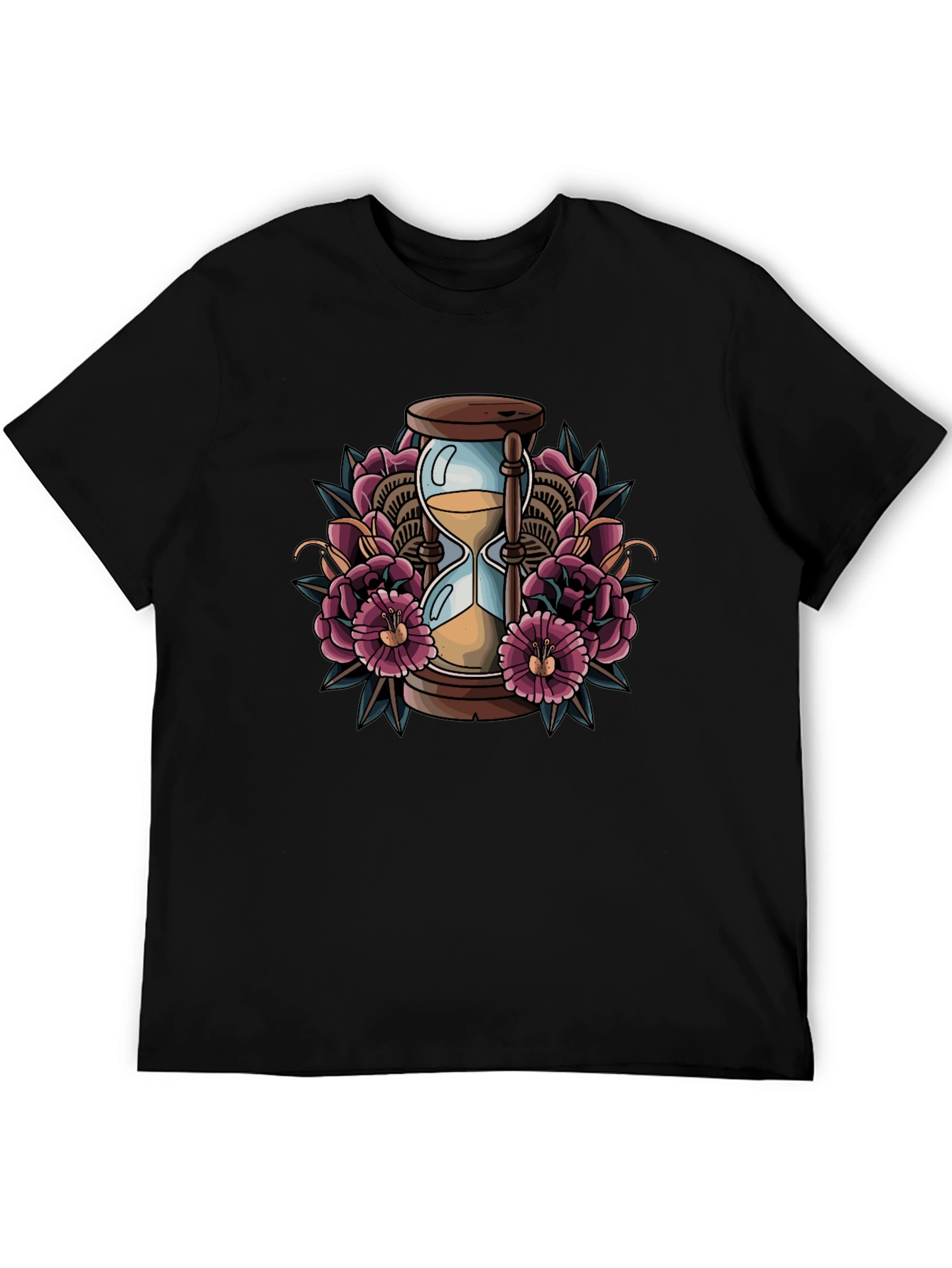 Hourglass Floral Graphic Tee - Black