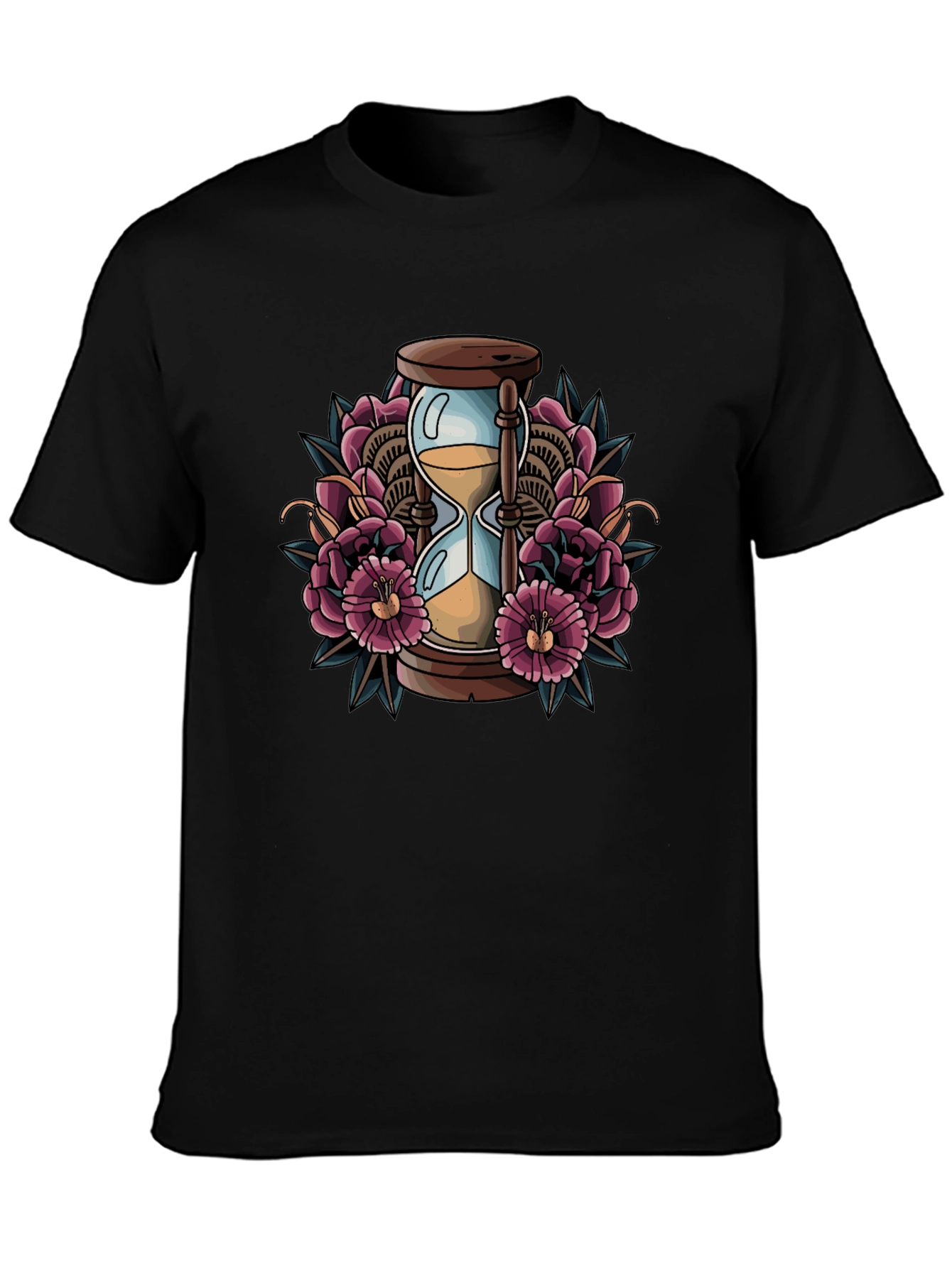 Hourglass Floral Graphic Tee - Black