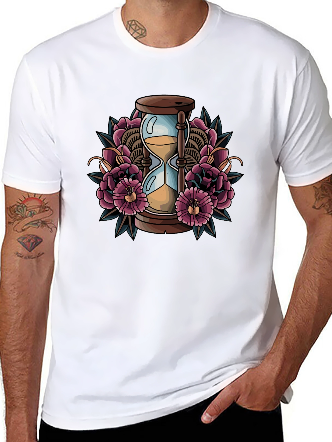 Hourglass Floral Graphic Tee - Black