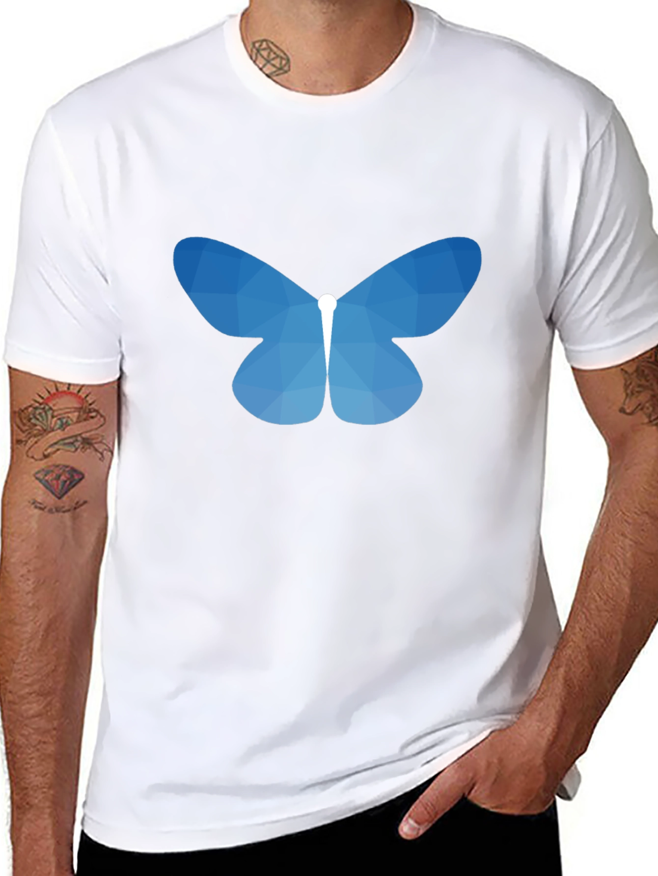 Geometric Butterfly Graphic Tee - Black