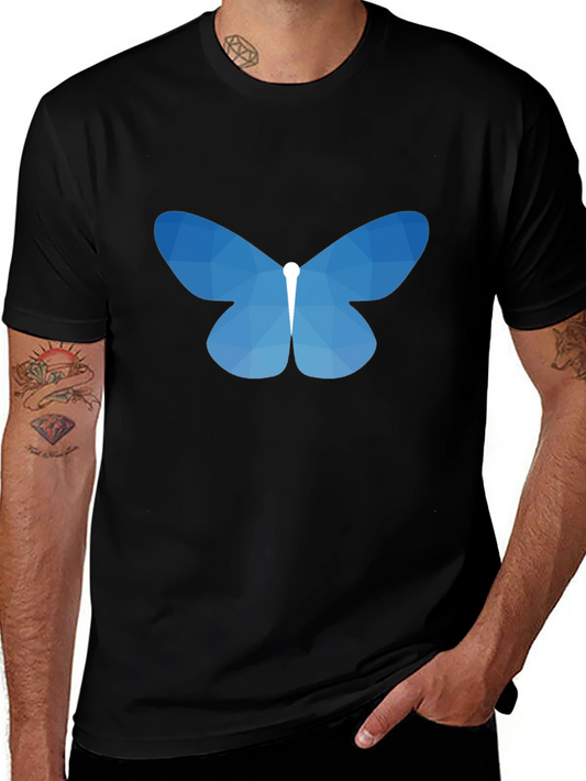 Geometric Butterfly Graphic Tee - Black