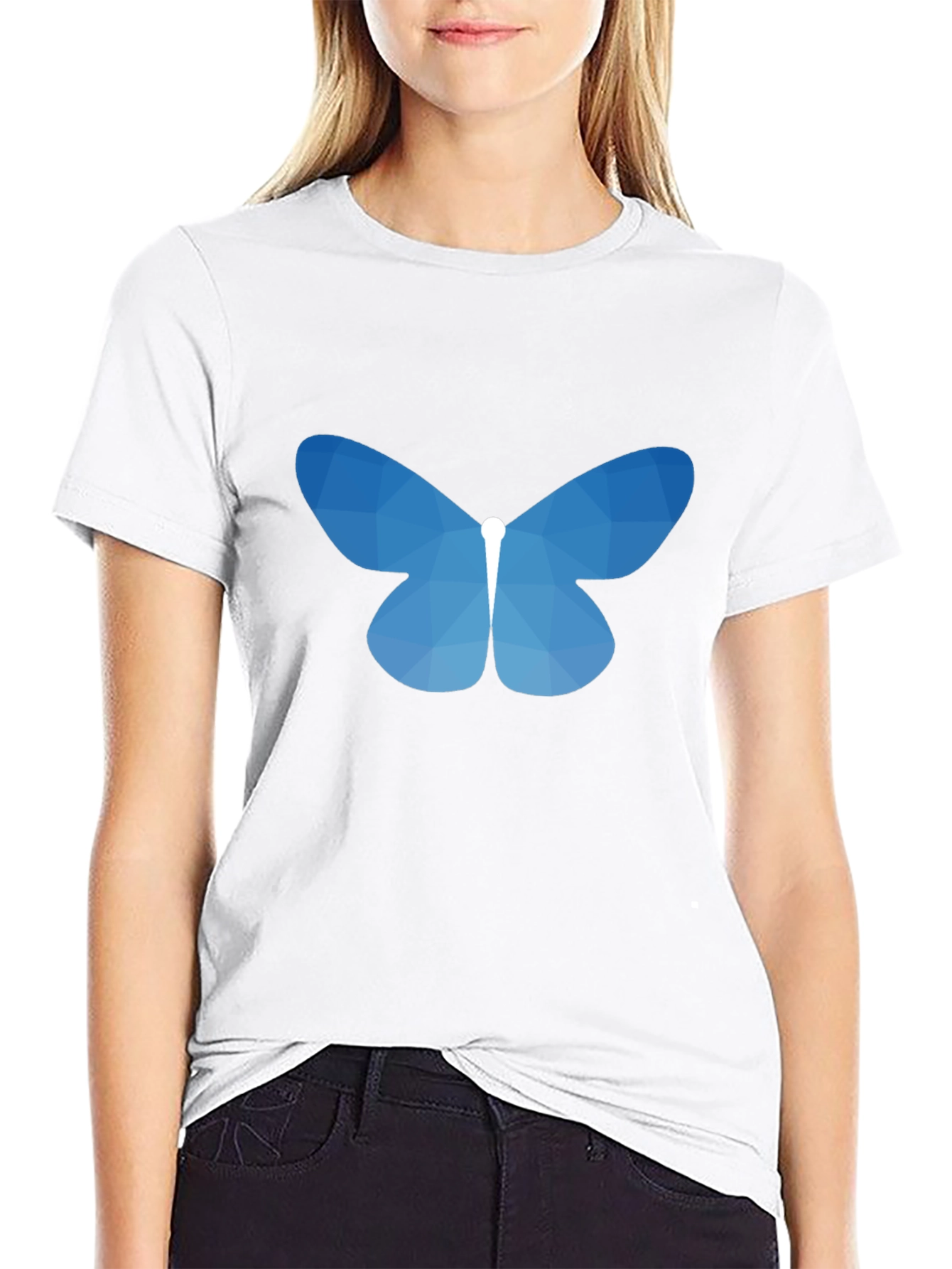 Geometric Butterfly Graphic Tee - Black