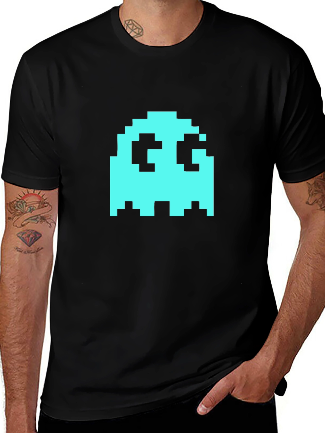 Pixel Ghost Graphic Tee - Retro Gaming Style