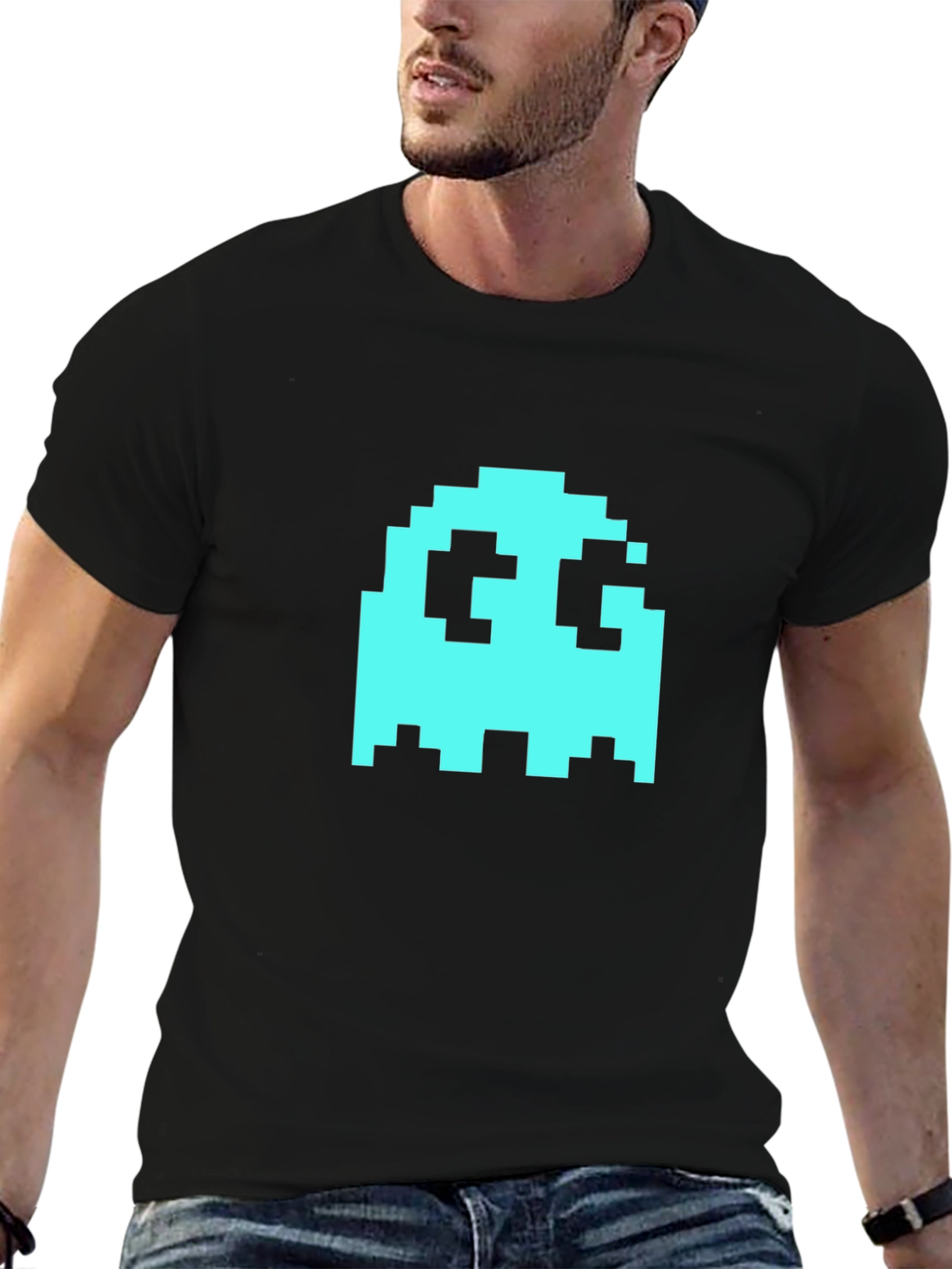 Pixel Ghost Graphic Tee - Retro Gaming Style