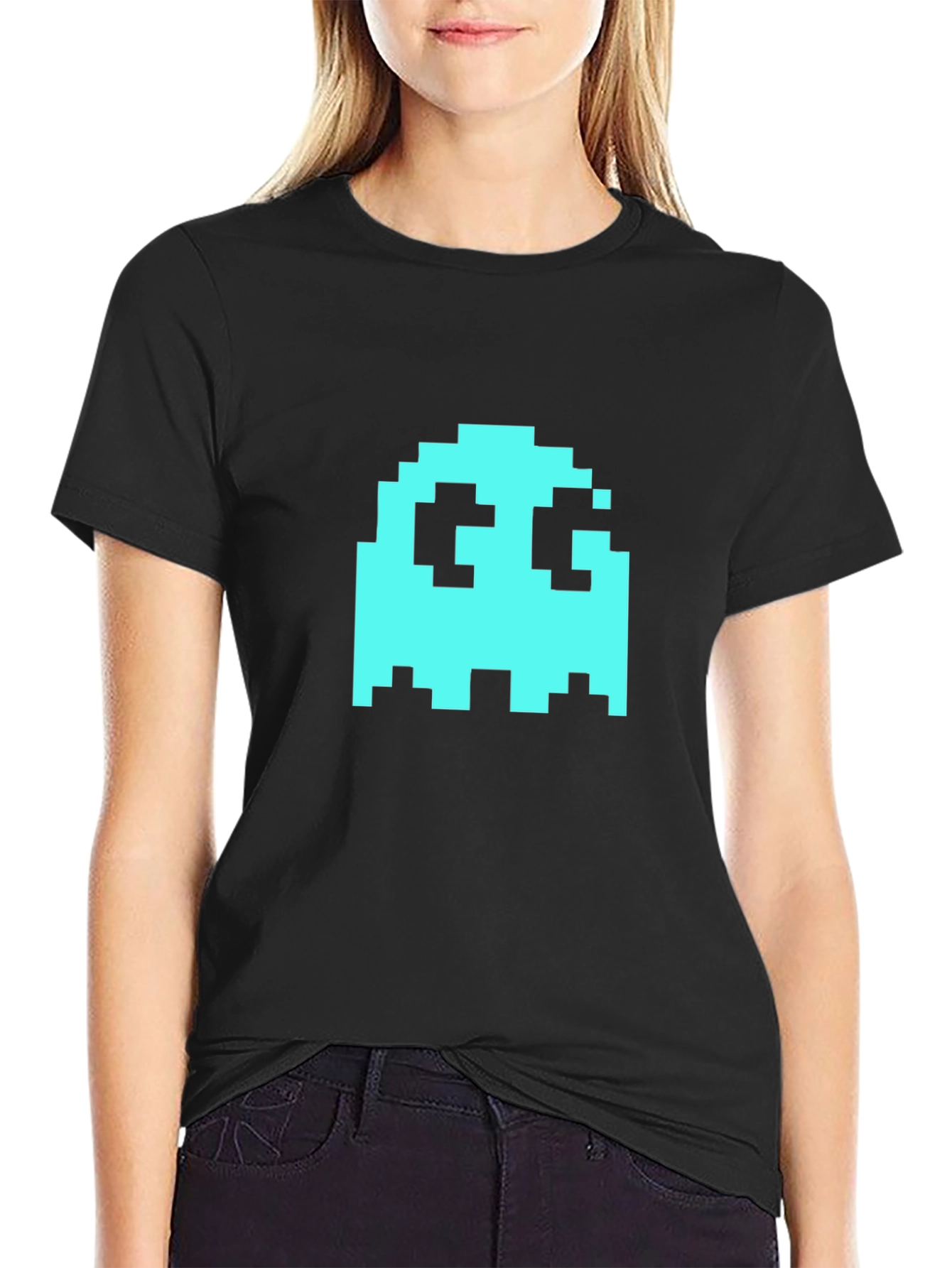 Pixel Ghost Graphic Tee - Retro Gaming Style