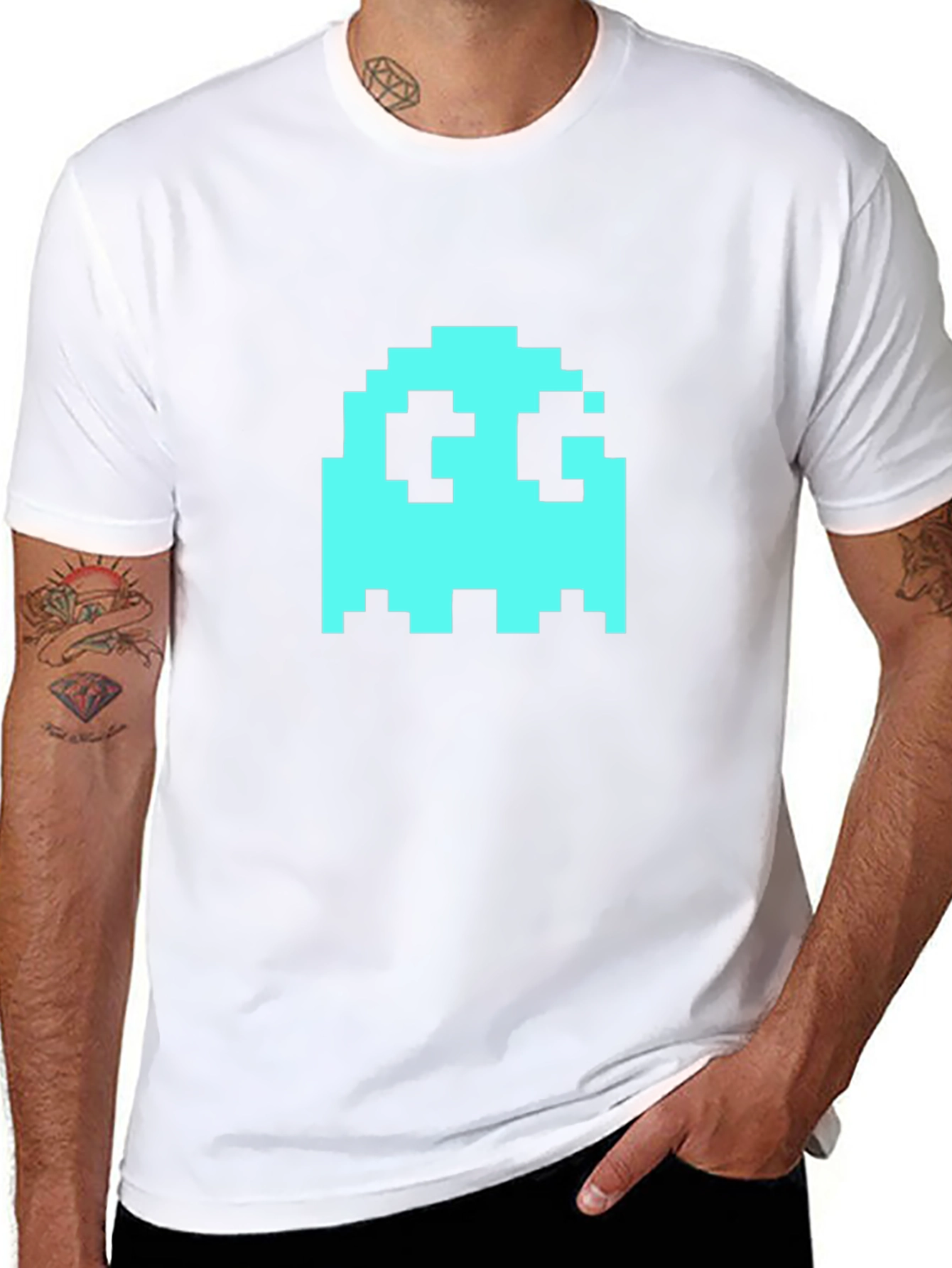 Pixel Ghost Graphic Tee - Retro Gaming Style