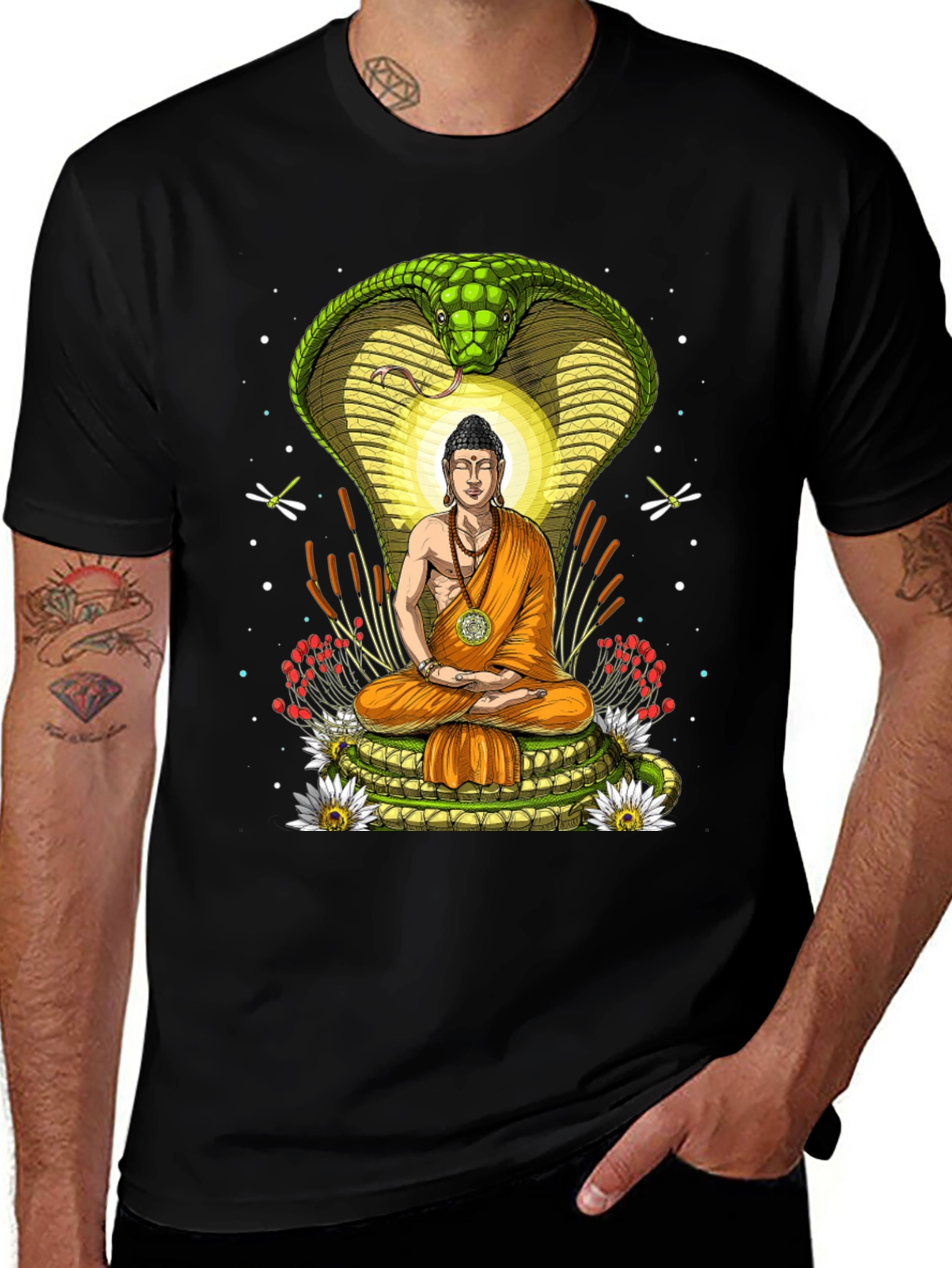 Buddha & Cobra T-Shirt - Spiritual Graphic Tee