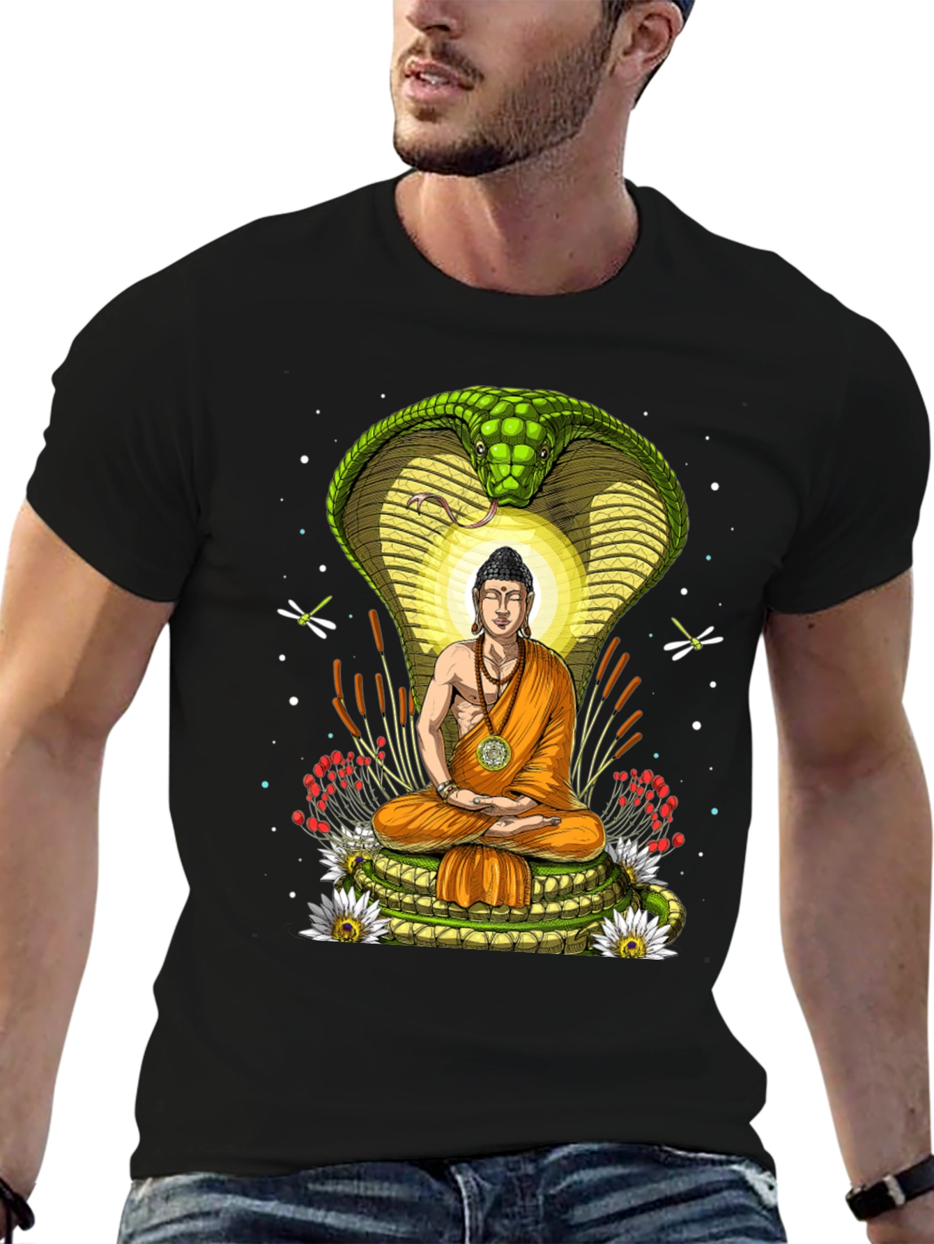 Buddha & Cobra T-Shirt - Spiritual Graphic Tee