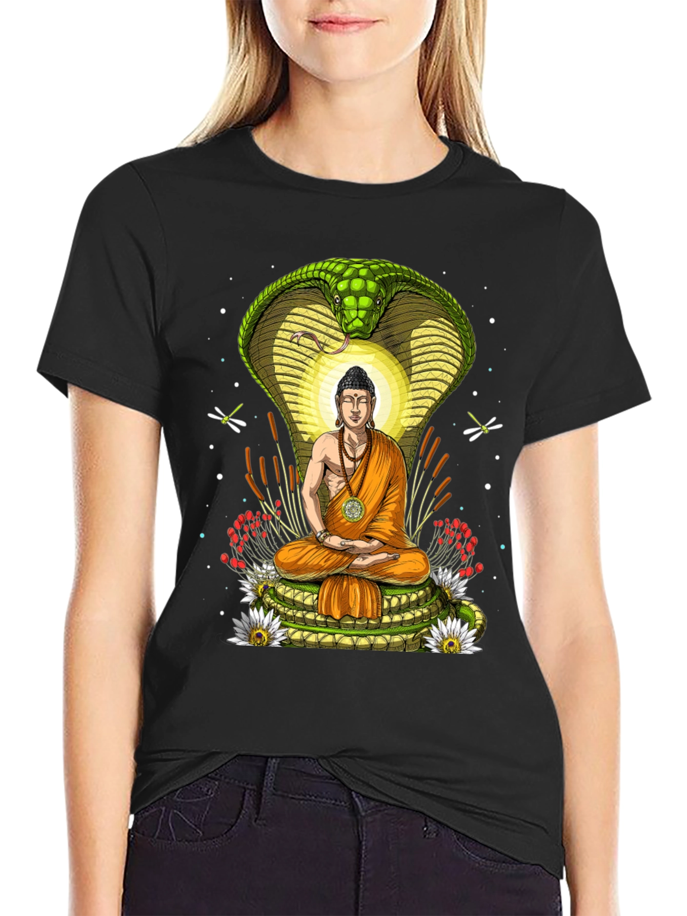 Buddha & Cobra T-Shirt - Spiritual Graphic Tee
