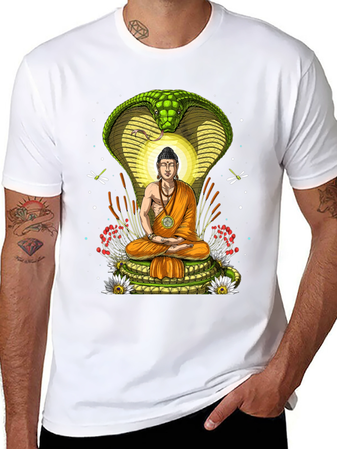 Buddha & Cobra T-Shirt - Spiritual Graphic Tee