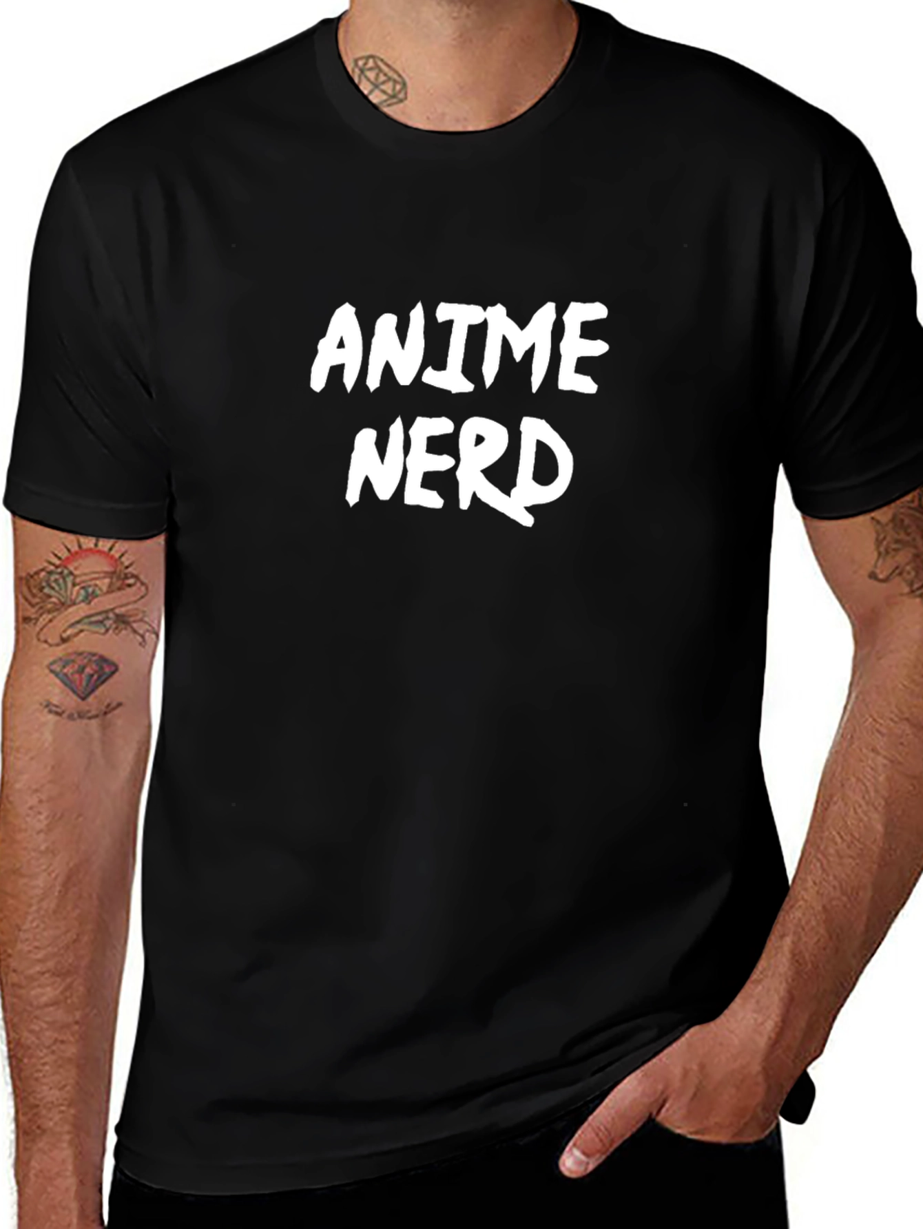 Anime Nerd T-Shirt - Black Cotton Blend Graphic Tee